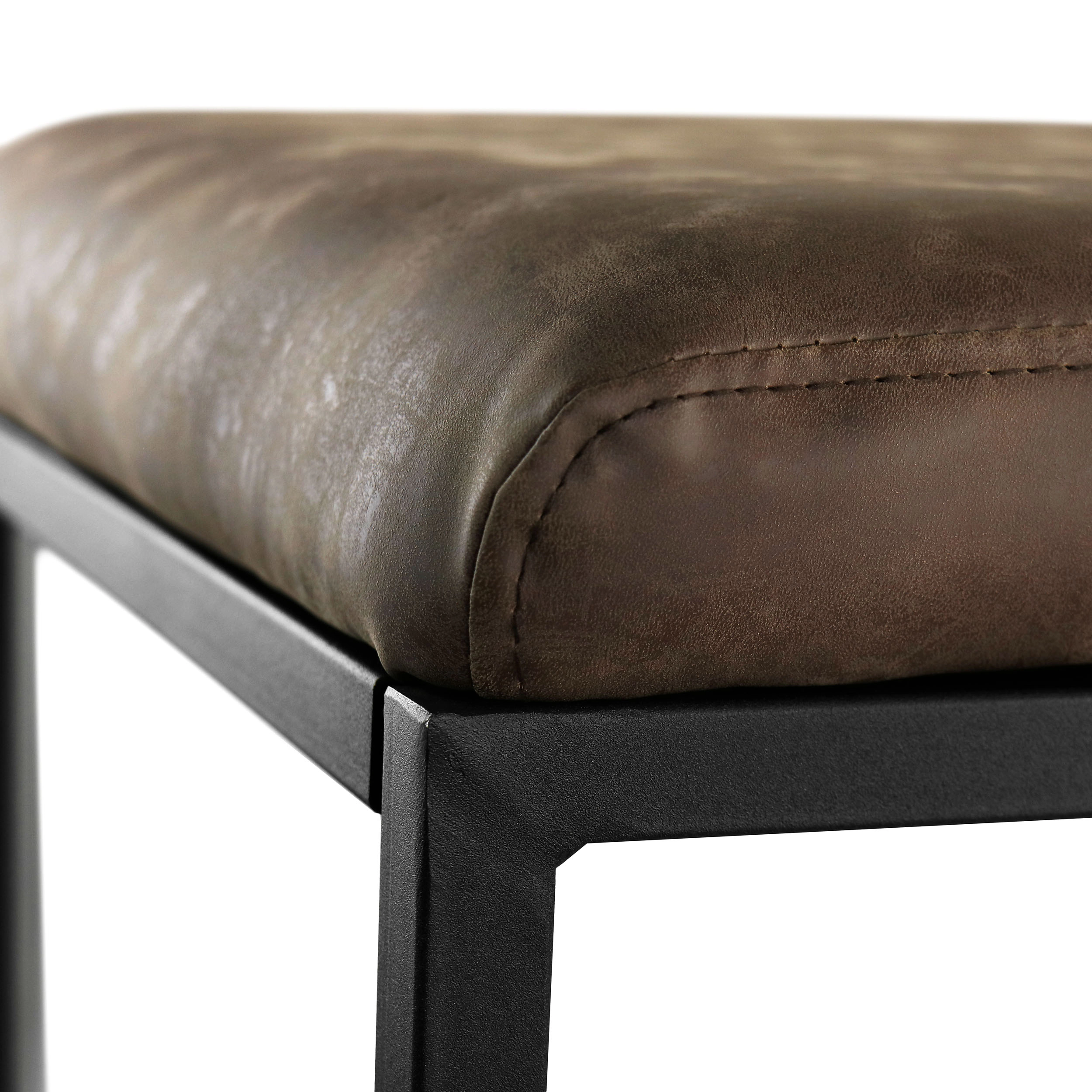 Elama 2 Piece Faux Leather Bar Chair in Brown with Black Base