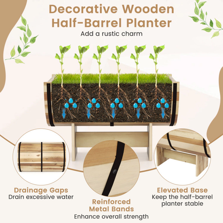 Hivvago Outdoor Wooden Planter with Legs for Flower Herb Vegetable Fruit