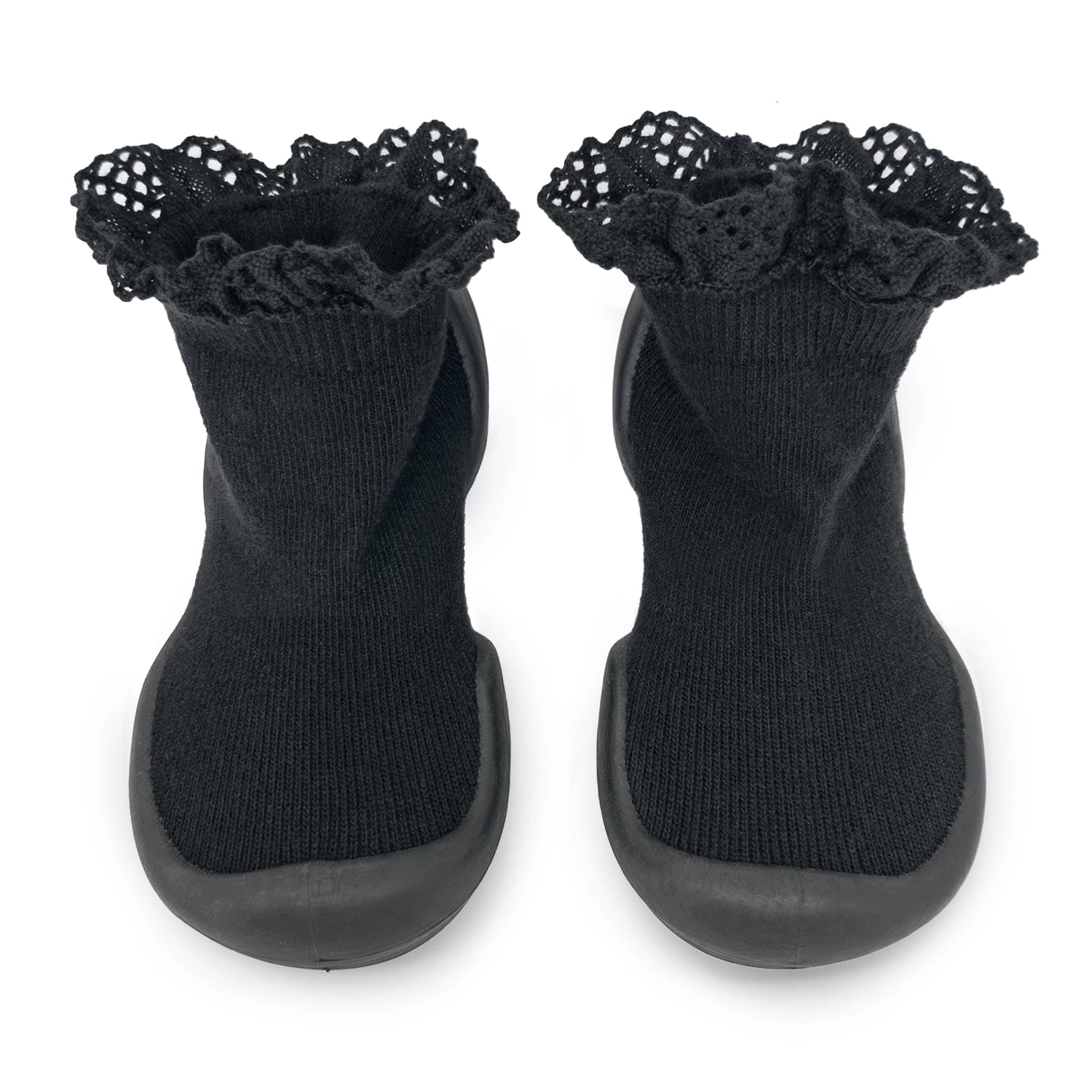 Komuello Toddler Girl First Walk Sock Shoes Lace trim