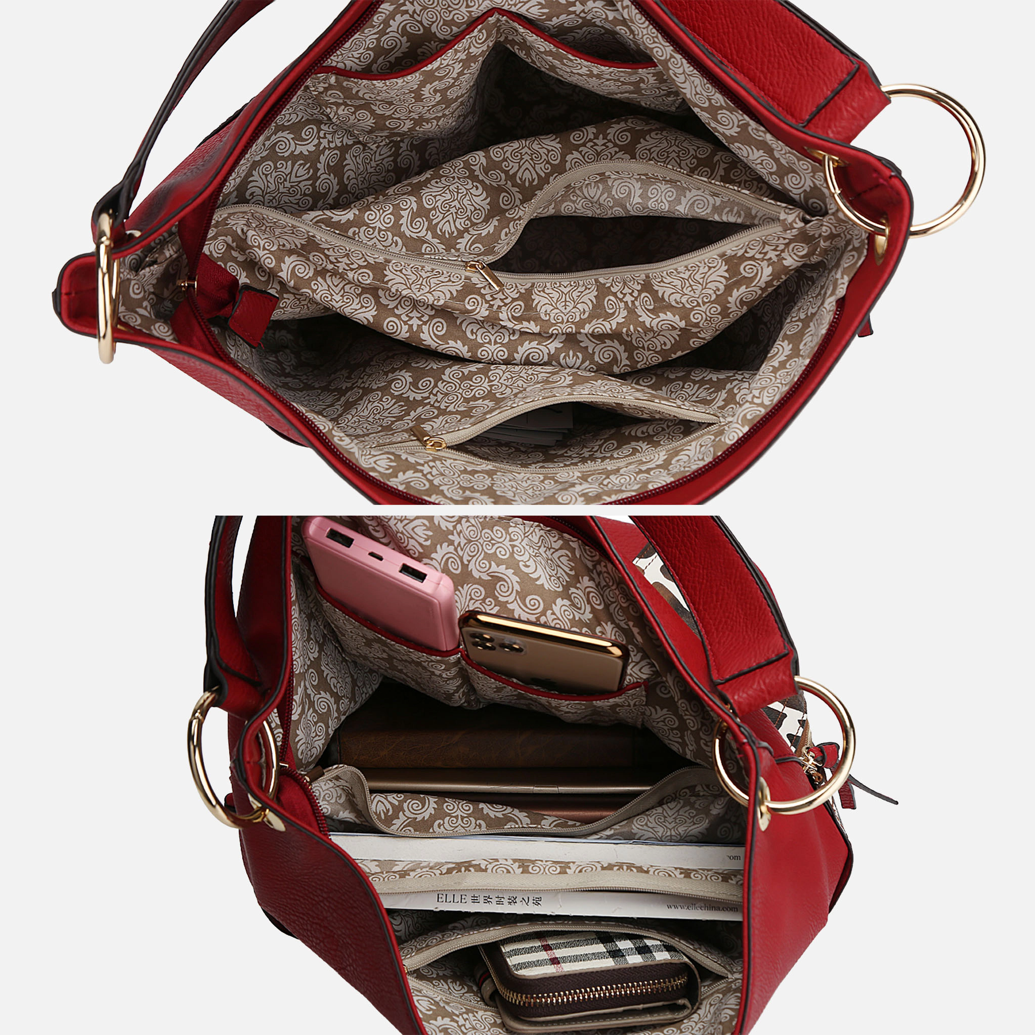 Mia K Collection Feni Vegan Leather Hobo Bag, White