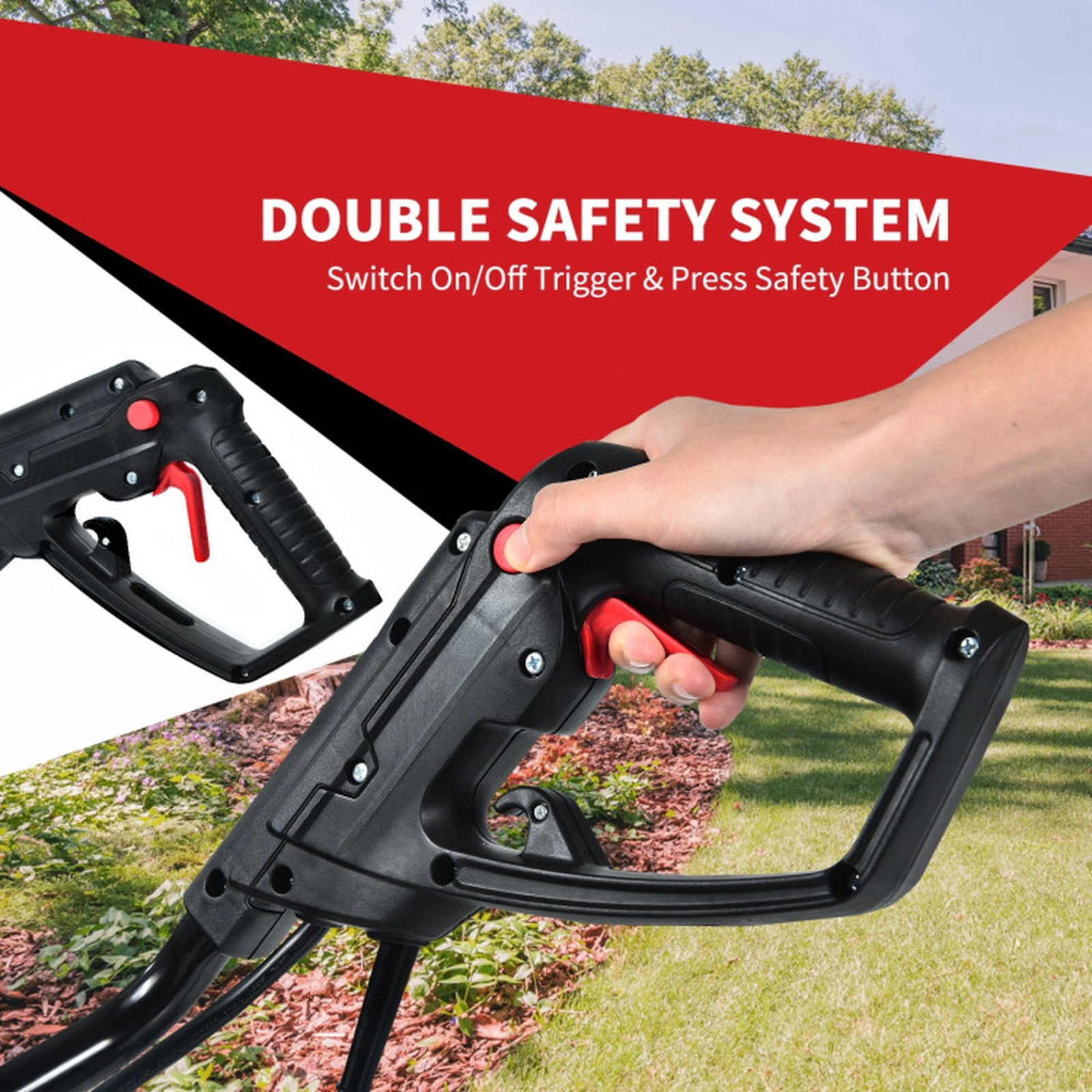 SUGIFT 17-Inch 13.5 Amp Corded Electric Tiller and Cultivator 9-Inch Tilling Depth Red+black