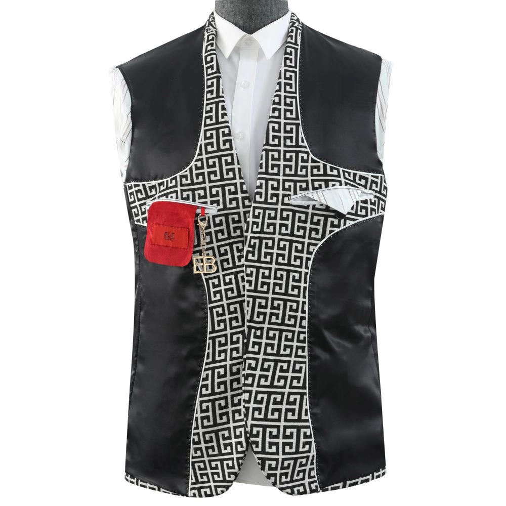 Elie Balleh Men's Slim Fit Logo Brocade Blazer Sports Coat
