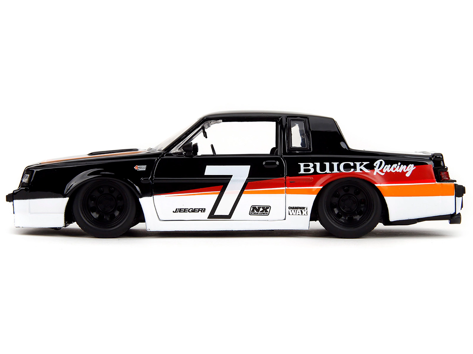 Jada 1987 Buick Grand National #7 "Buick Racing" Black and White with Stripes "Bigtime Muscle" Series 1/24