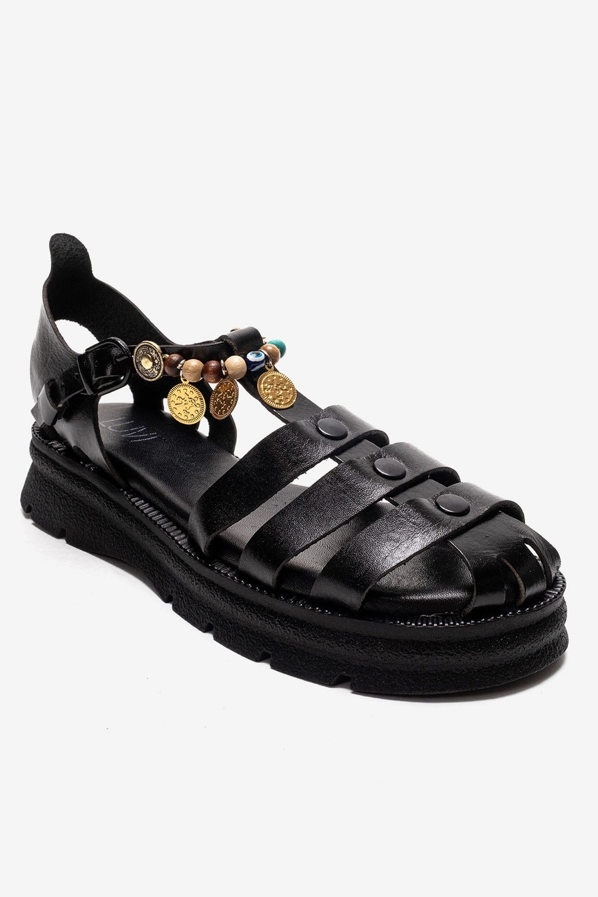 Forever & Always Womens Solis Leather Beaded Sandals