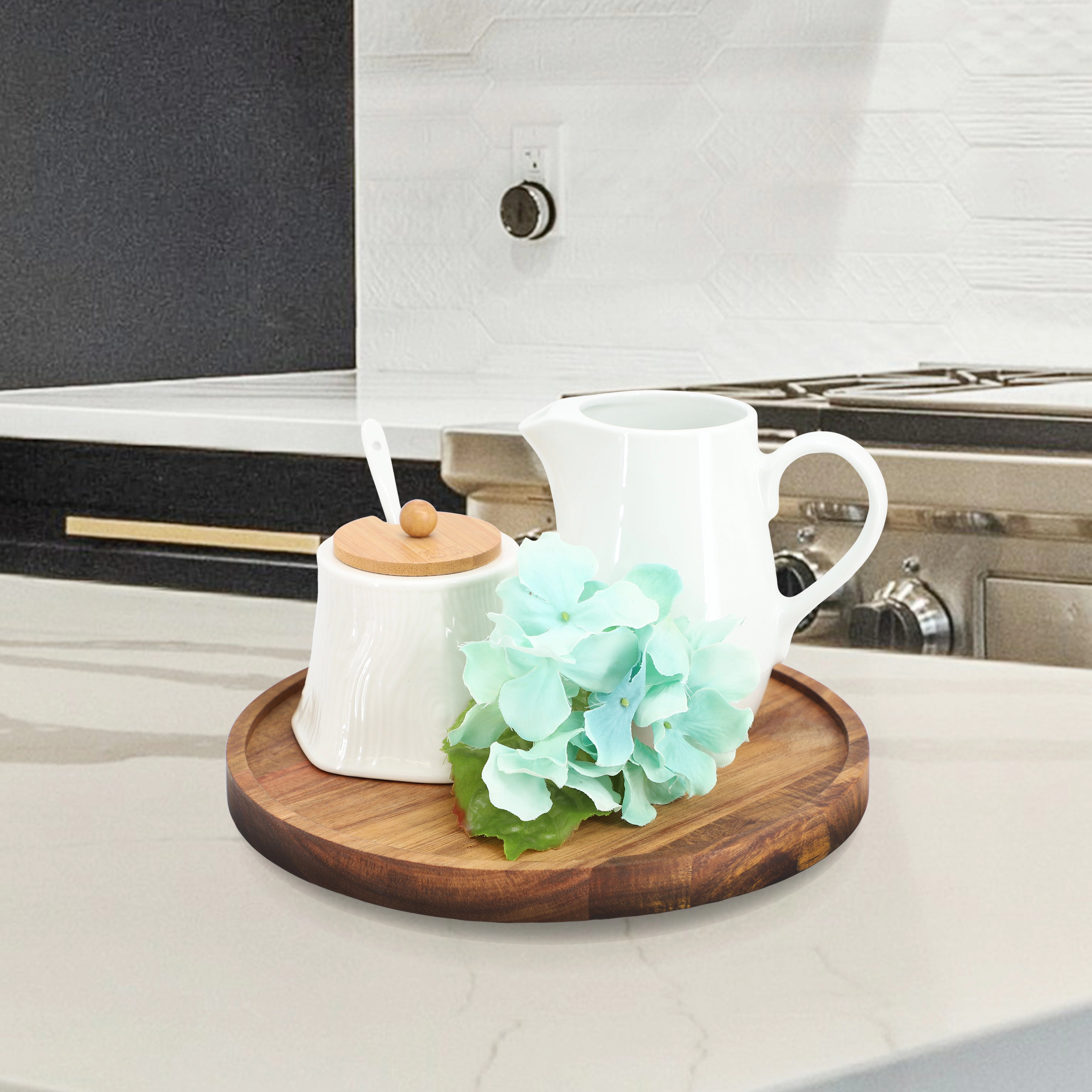 MegaChef 10 Inch Acacia Wood Lazy Susan Tray
