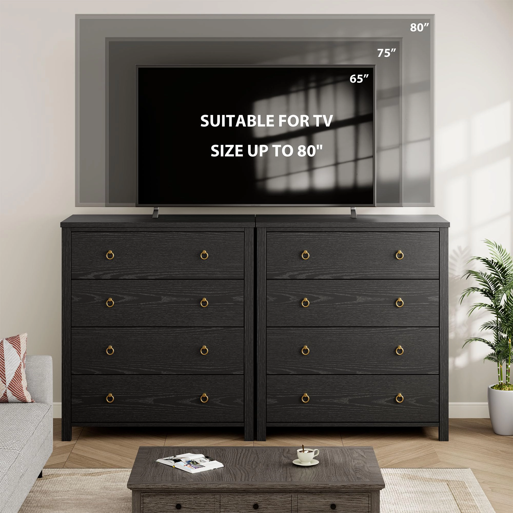 4 Drawer Modern Dresser, 37" Tall Wooden Storage Chest Nightstand for Bedroom Nursery Hallway