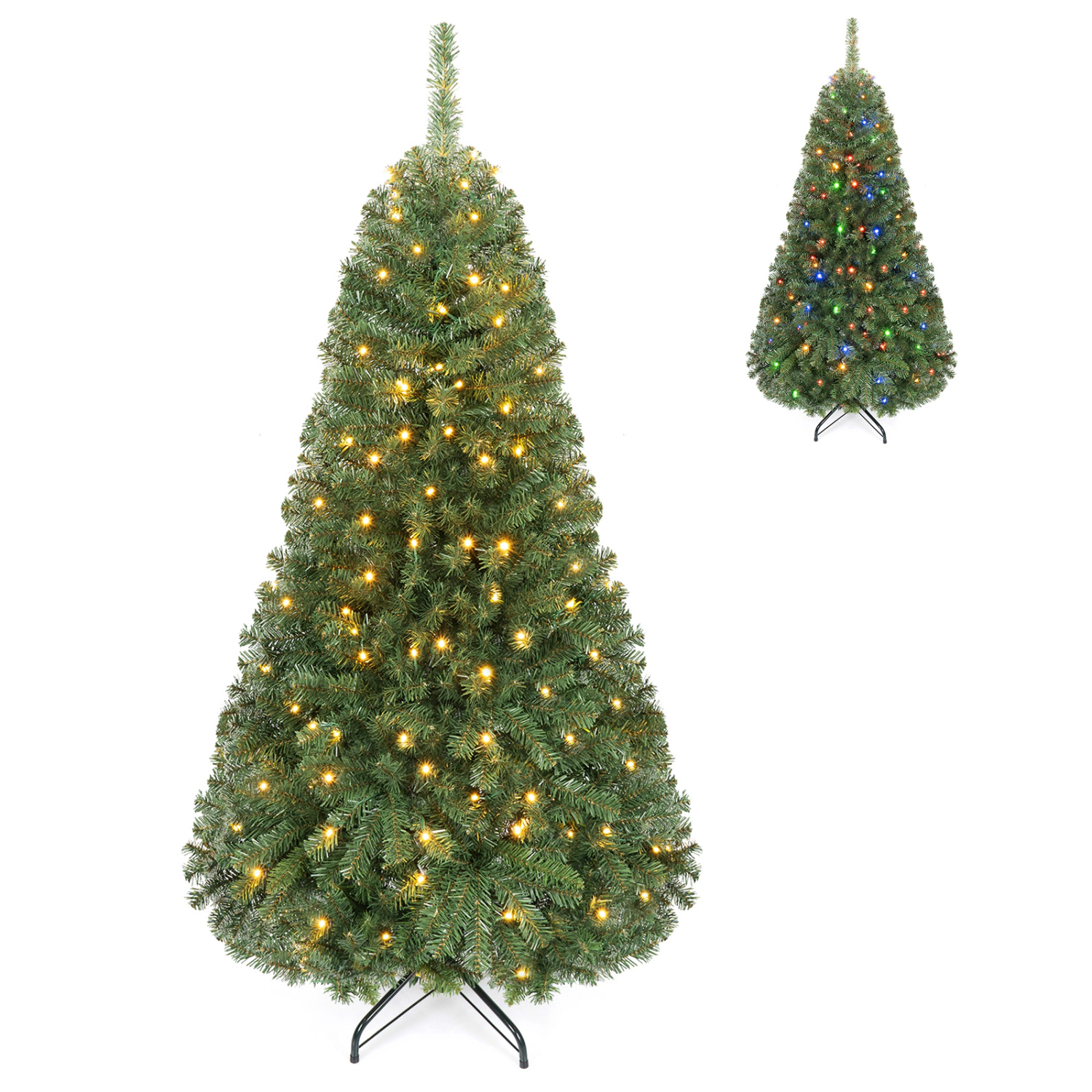 SUGIFT 5-ft Green Pre-Lit Artificial Christmas Tree with 150 LED Lights 11 Modes 600 Tips and Metal Stand