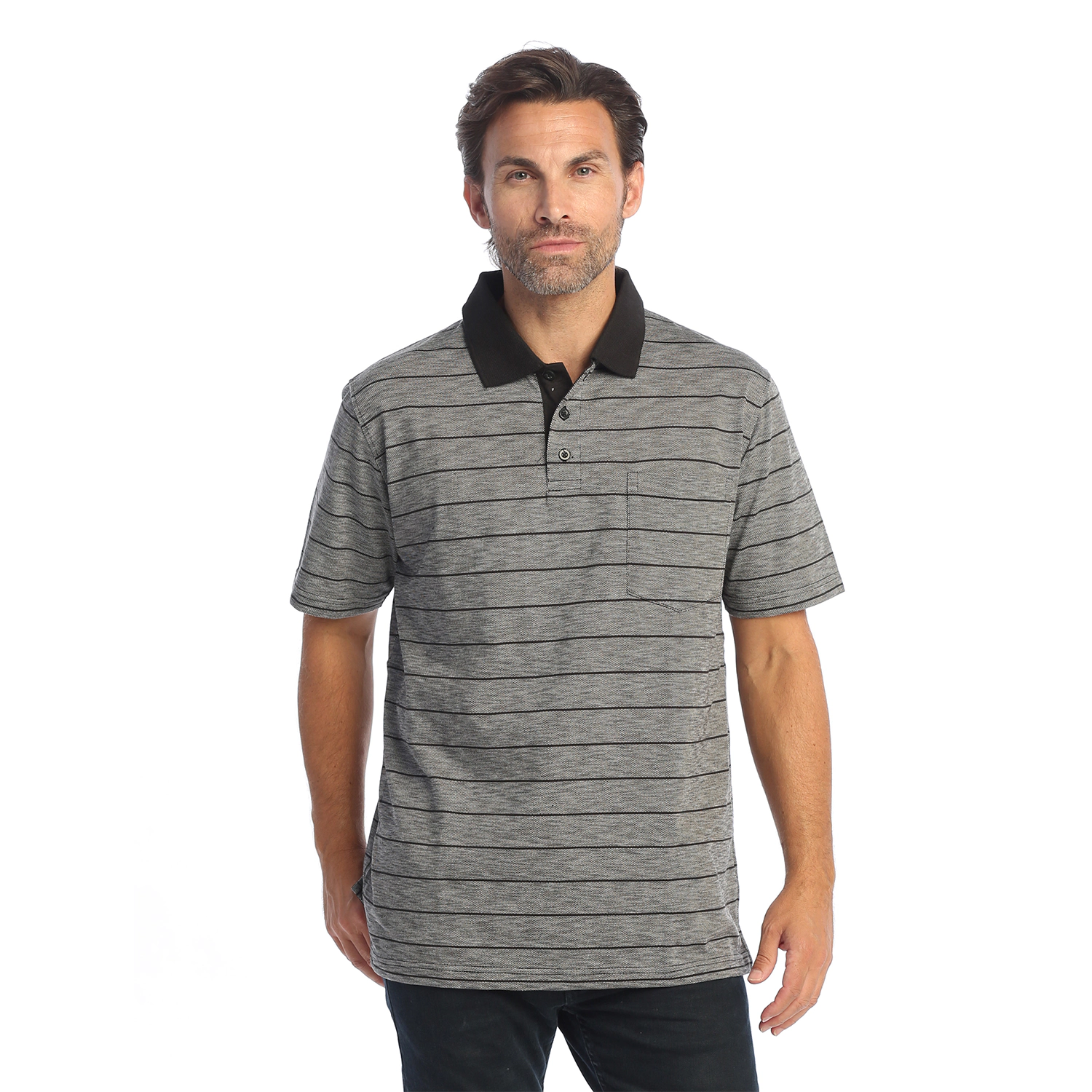 Gioberti Men's Regular Fit Yarn Dye Striped Short Sleeve Polo Shirt With Pocket