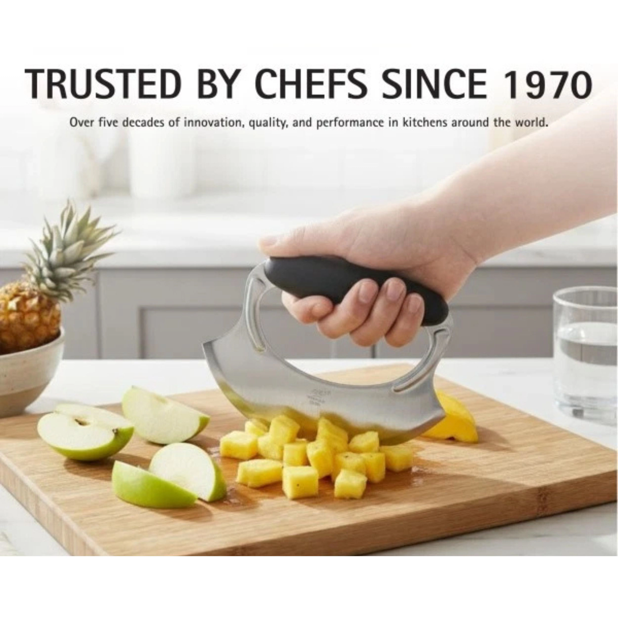 Home Collection 4.9-Inch Stainless Steel Salad Chopper with Silicone Handle