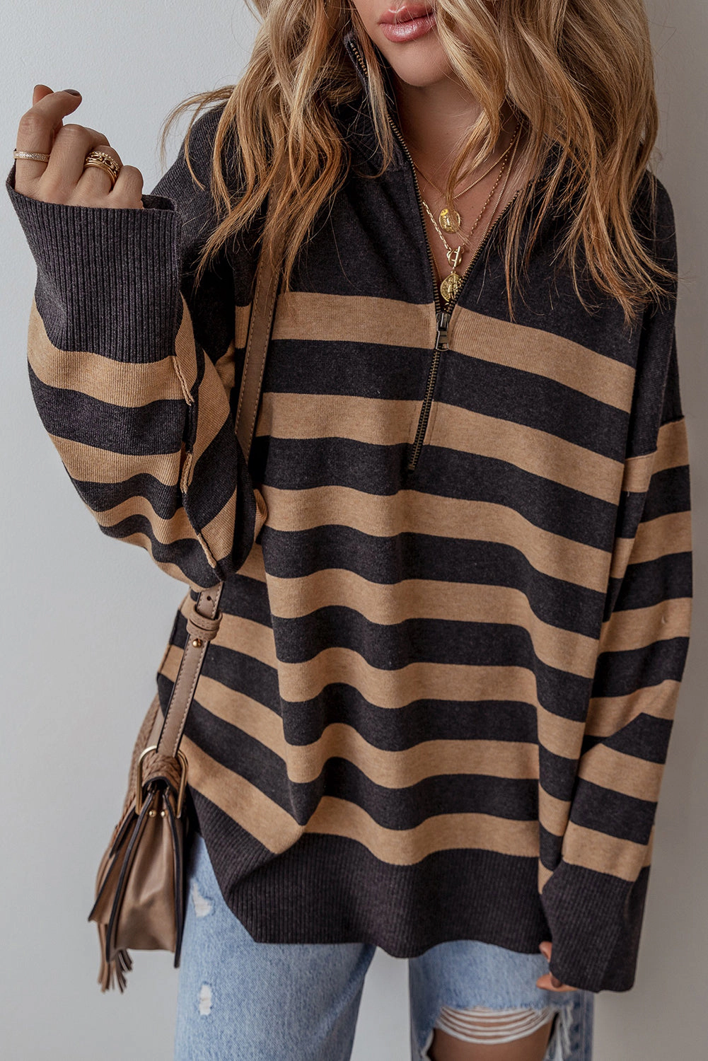 Threaded Pear Women's Adeline Stripe Oversized Sweater