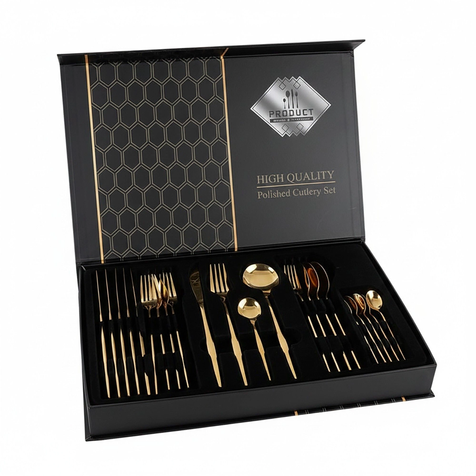 Alilang Women 24 Piece Flatware Set Service for 6 Polished Stainless Steel Cutlery Set with Forks Knives Spoons Gift Box
