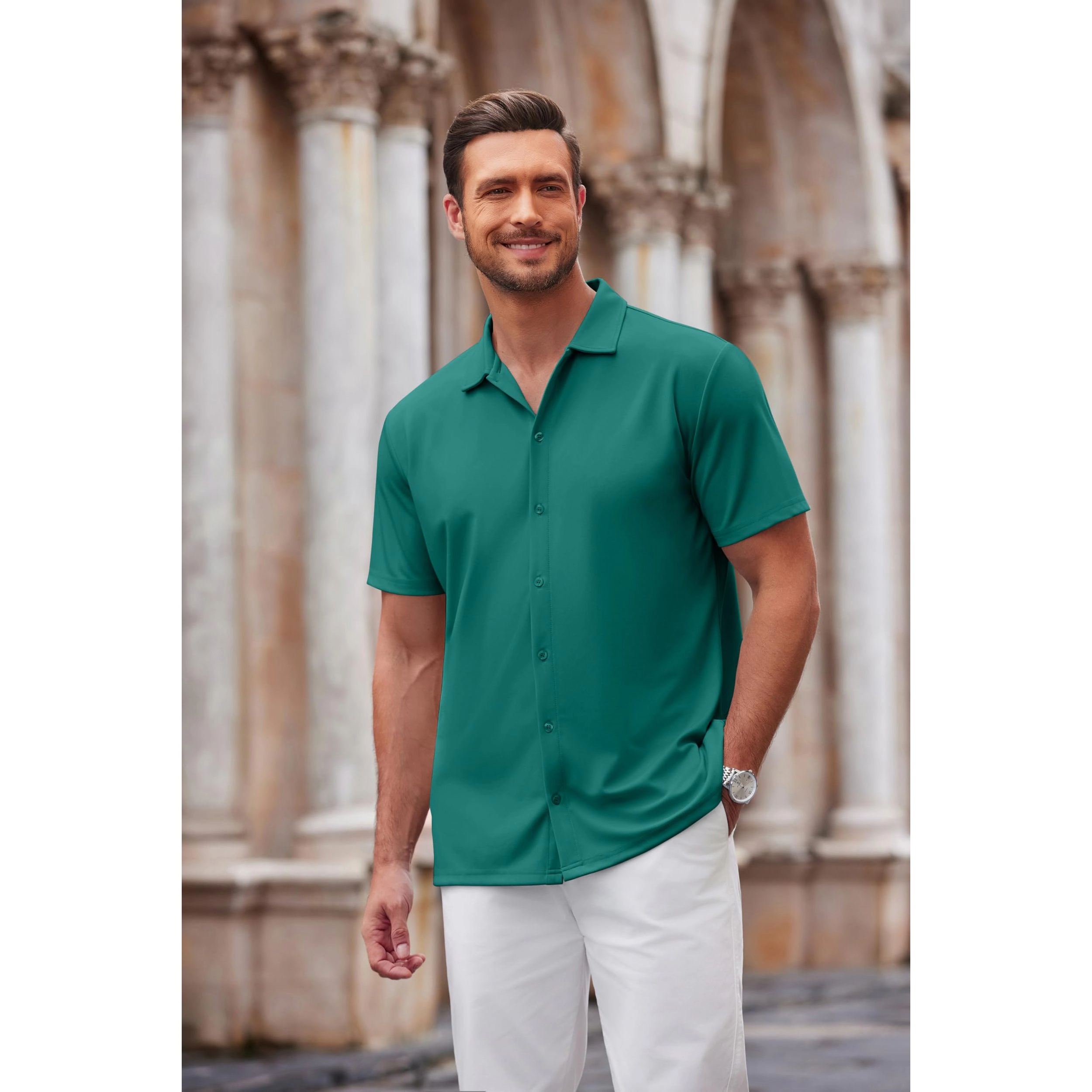 COOFANDY Men's Regular Fit Short Sleeve Camp Shirt