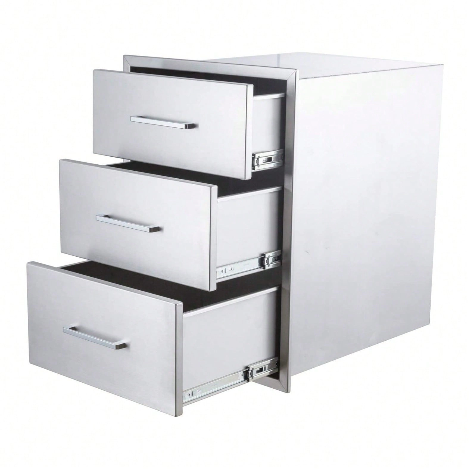 BebreezChic Stainless Steel BBQ Drawer, Outdoor Kitchen, 30x10in, Triple Drawer, 304 Steel