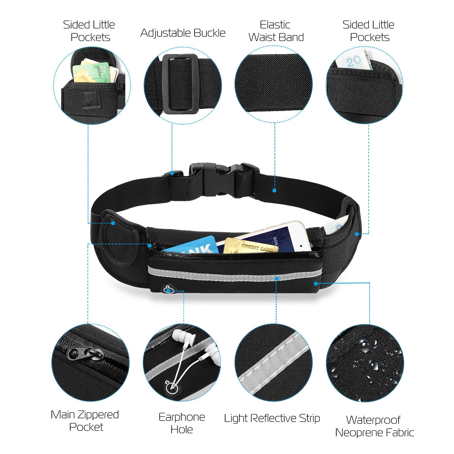 GBruno Waterproof Adjustable Running Belt Bag