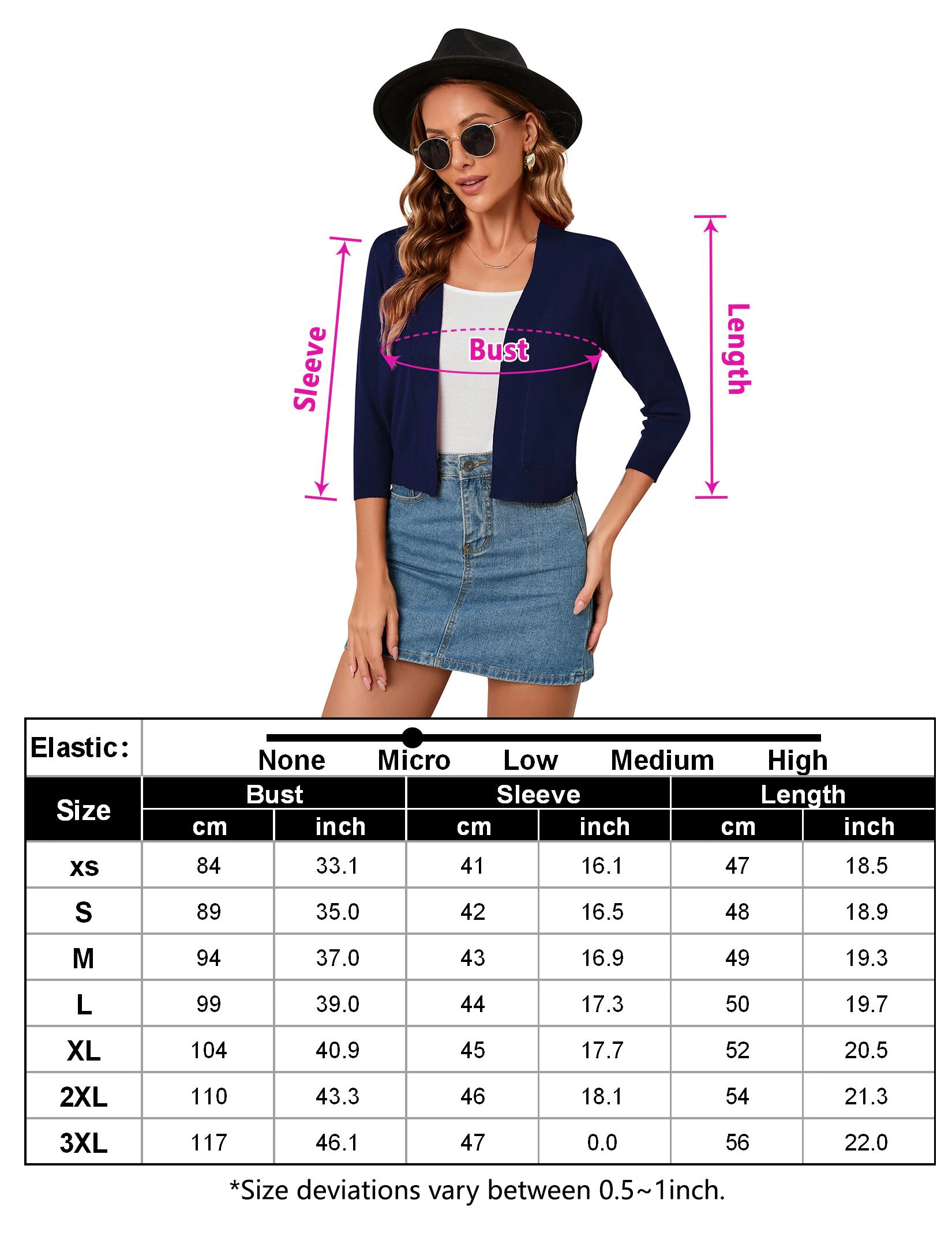 KOJOOIN Women's 3/4 Sleeve Lightweight Cropped Cardigan Shrug Fall Sweaters