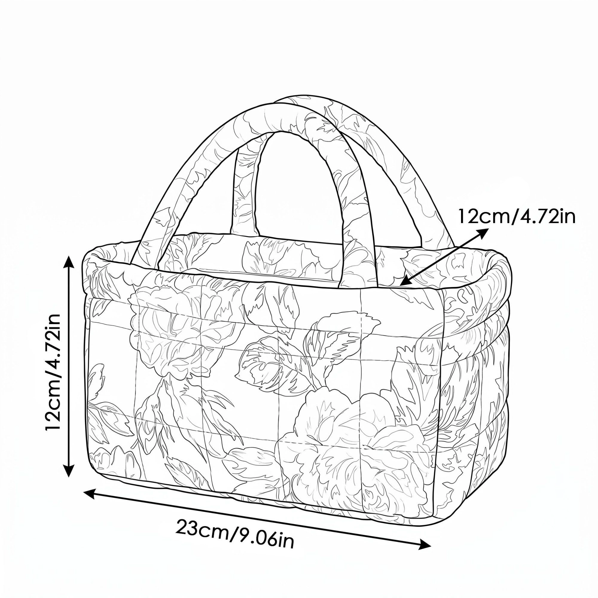 Alilang Unisex Quilted Floral Storage Basket with Handles