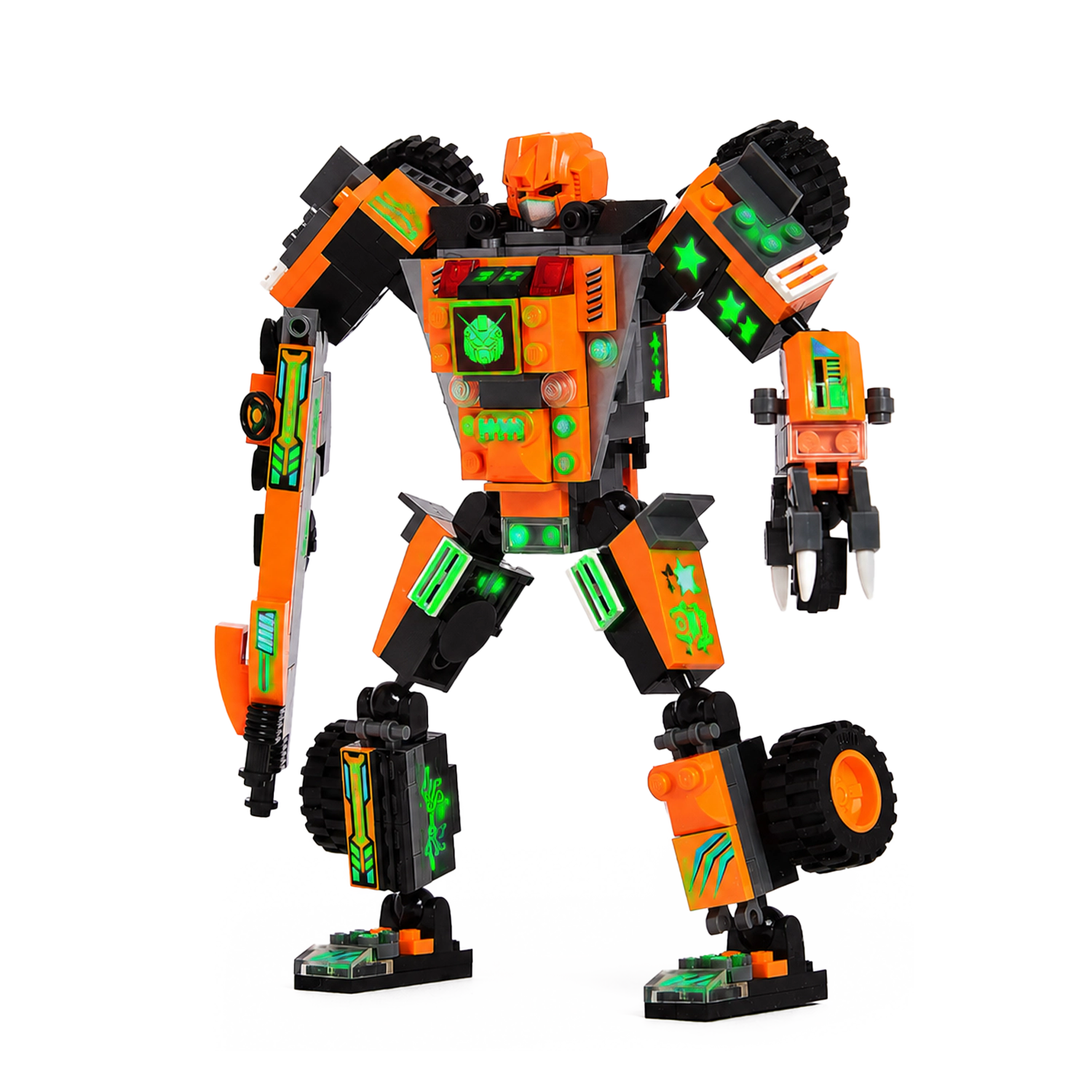 Robotryx Kids Tangryp 3-in-1 Robot Building Set - 221-Piece Orange Mech with Blaster & Claw