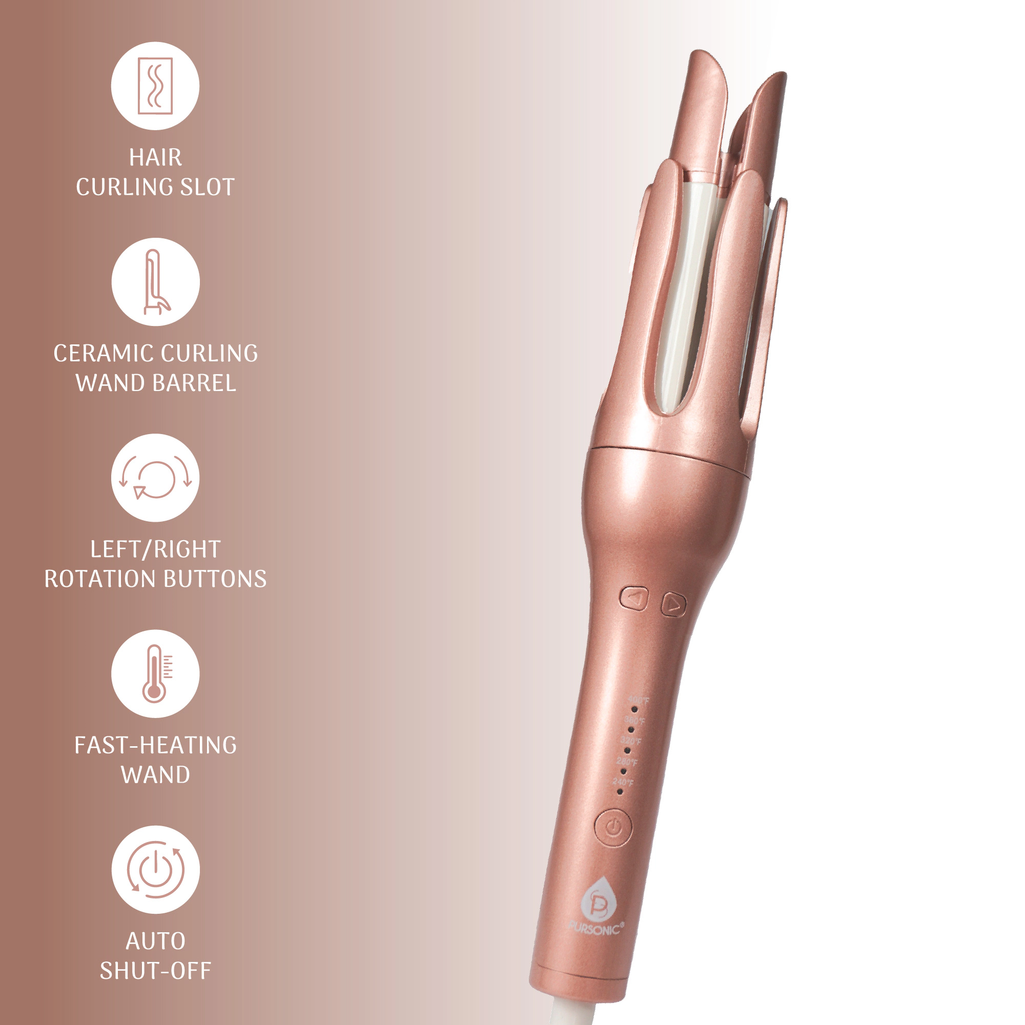 Pursonic Women’s Automatic Ceramic Curling Iron – Salon-Quality Curls Minutes