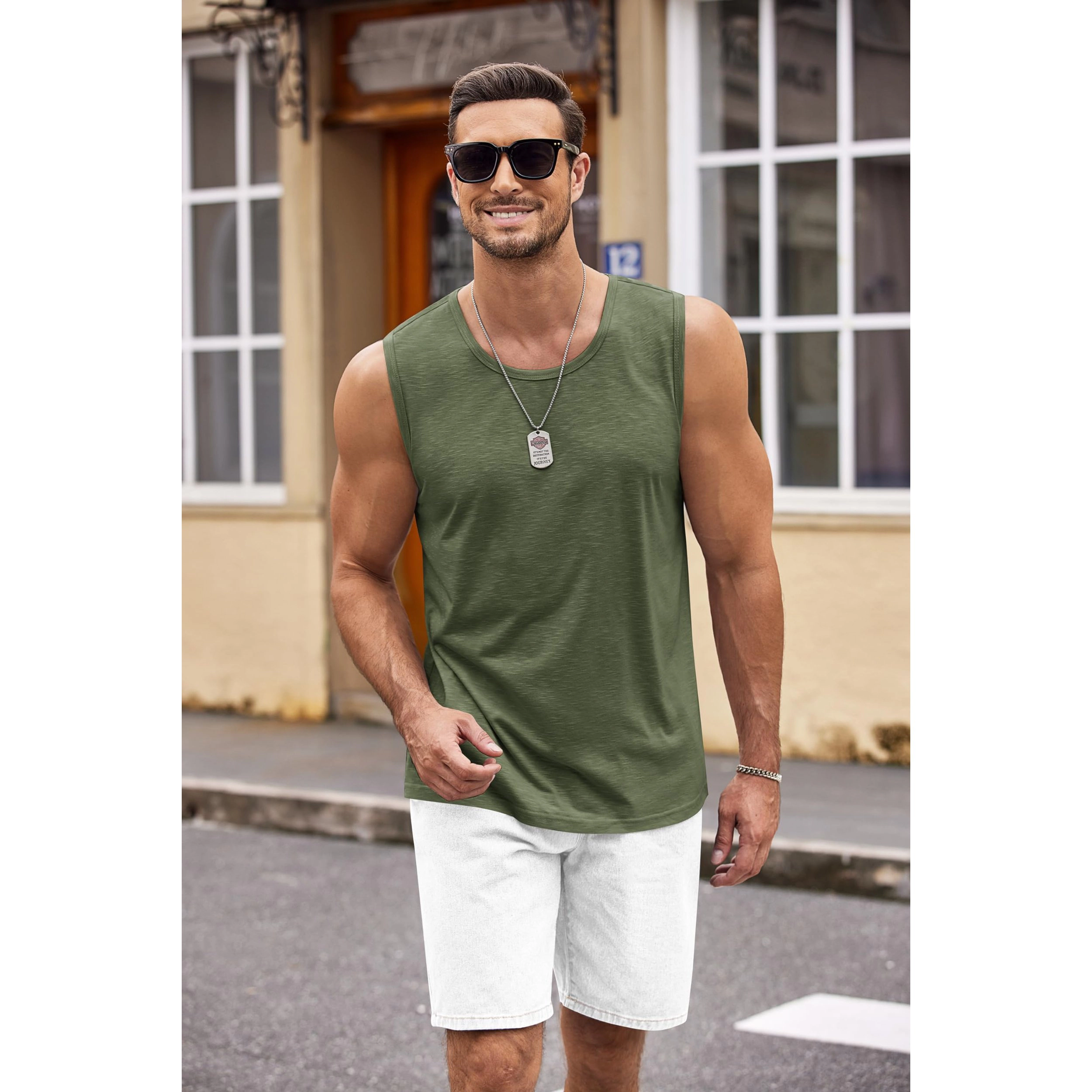 COOFANDY Men's Regular Fit Round Neck Sleeveless Gym Training Tank Top