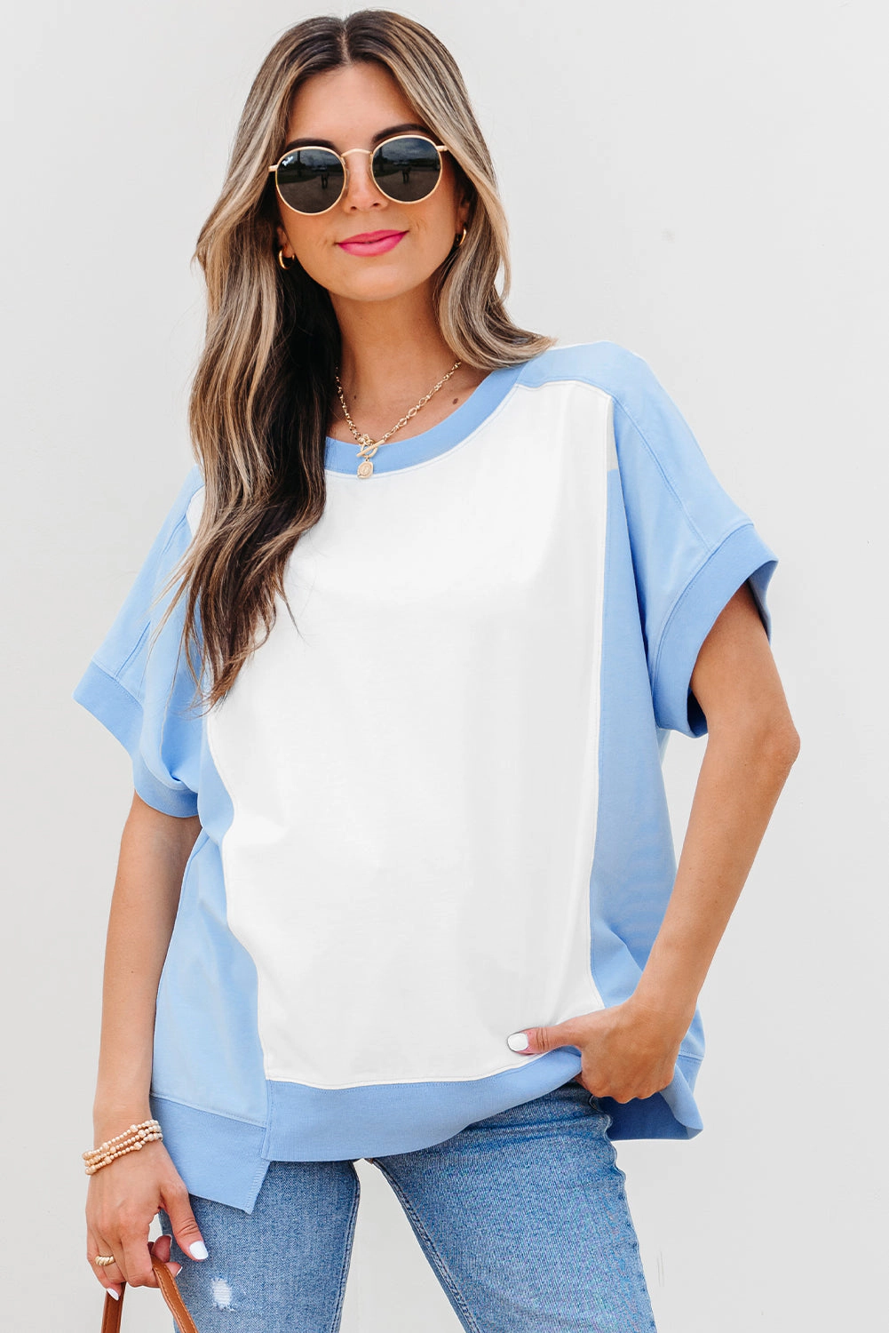 Threaded Pear Women's Waverly Exposed Seam Crew Neck Top