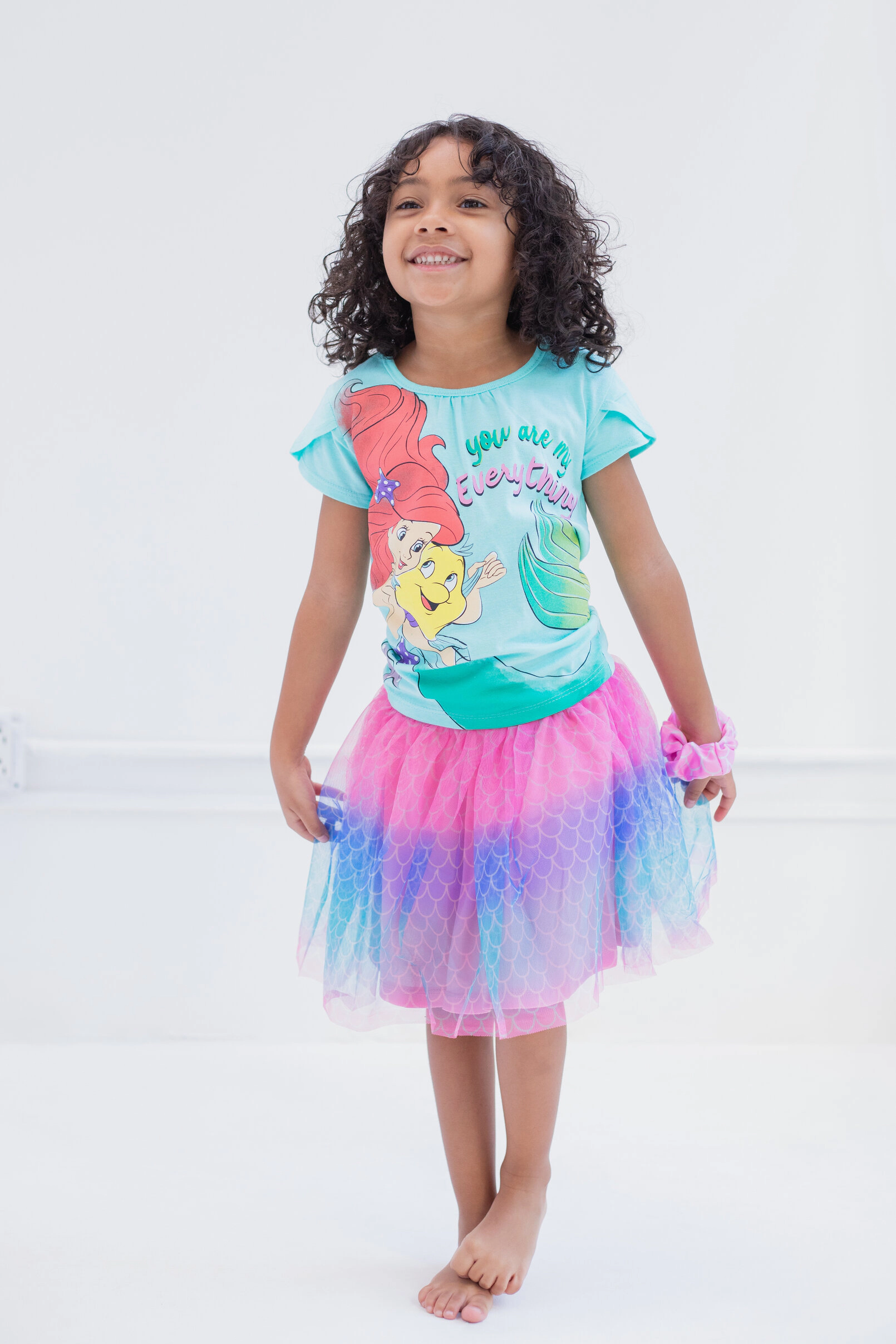 Disney Princess Girls' T-Shirt and Tutu Skirt Set with Scrunchie