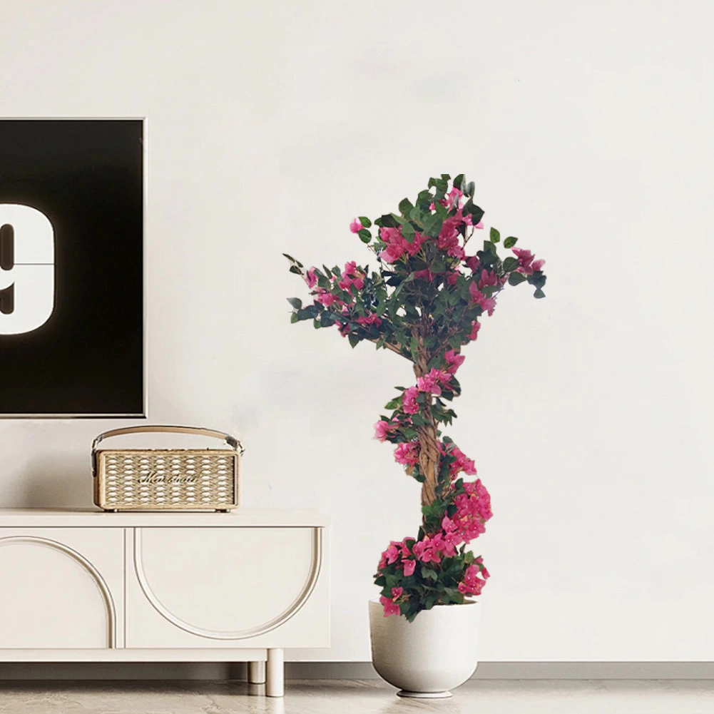 49in Artificial Bougainvillea Tree with Flowers, Realistic Faux Blooming Tree in Pot, Silk Flower Fake Plant