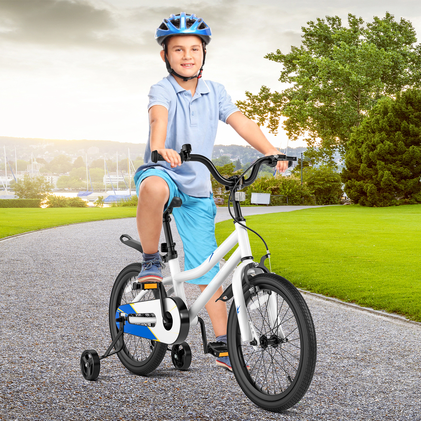 SUGIFT 18 in Kids Bike with Hand and Coaster Brakes 99-lb Seat Capacity Ages 4-8 White
