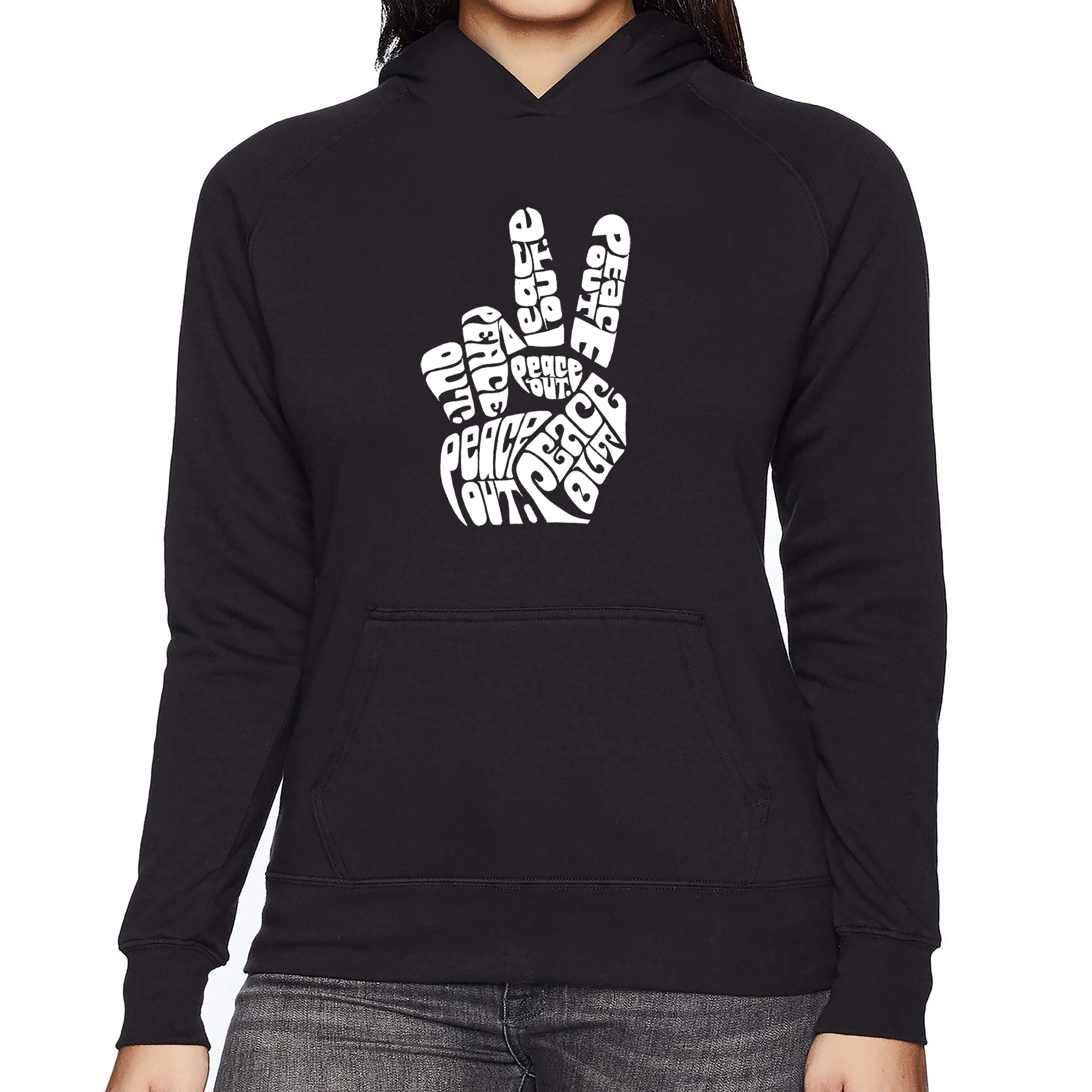 LA Pop Art Peace Out - Women's Word Hooded Sweatshirt