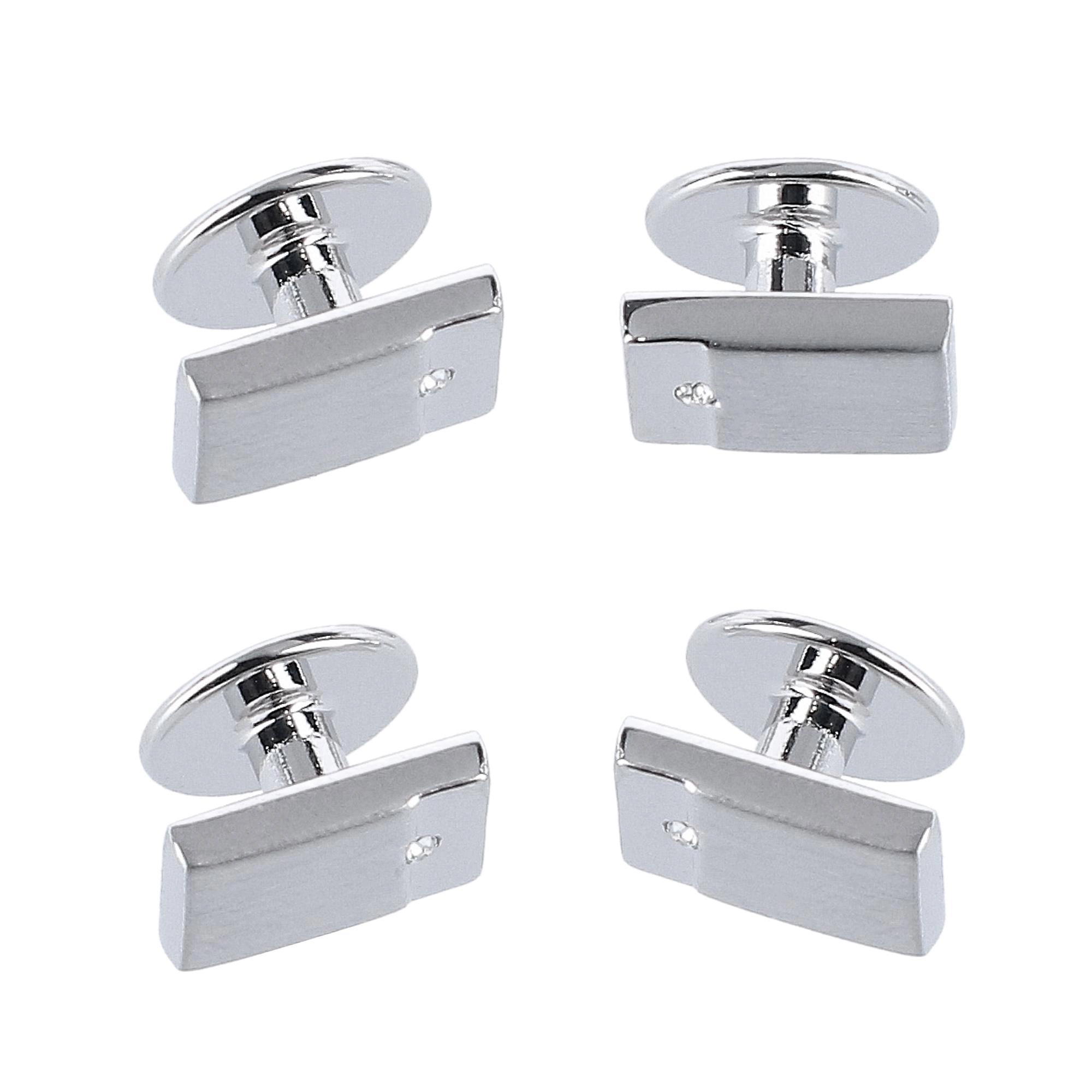 Trafalgar Kingsley Rhodium w Czech Crystal Set (Cufflinks & Tuxedo Studs)
