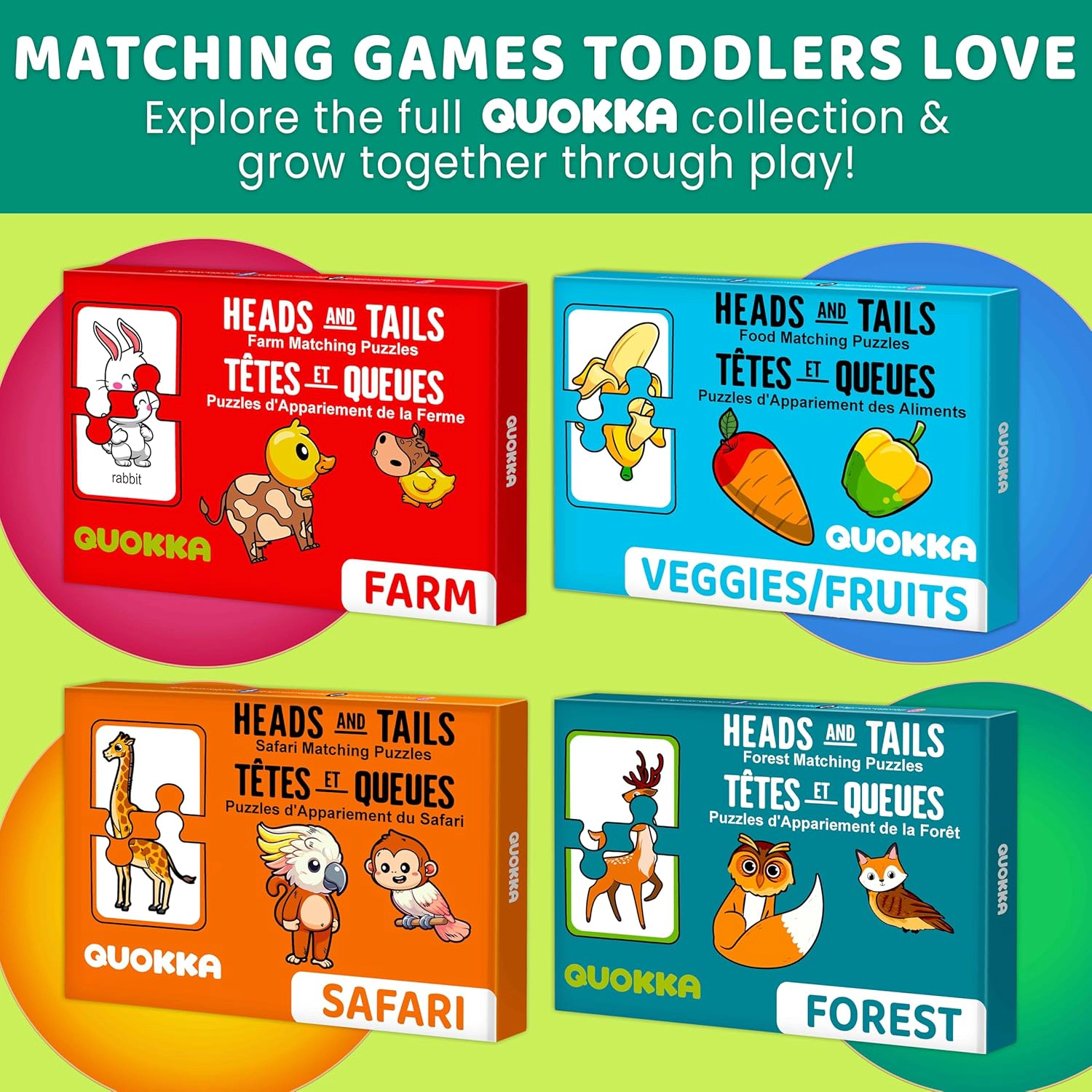 QUOKKA Wooden Farm Animal Memory Matching Puzzle Set for Toddlers, 16 Pairs