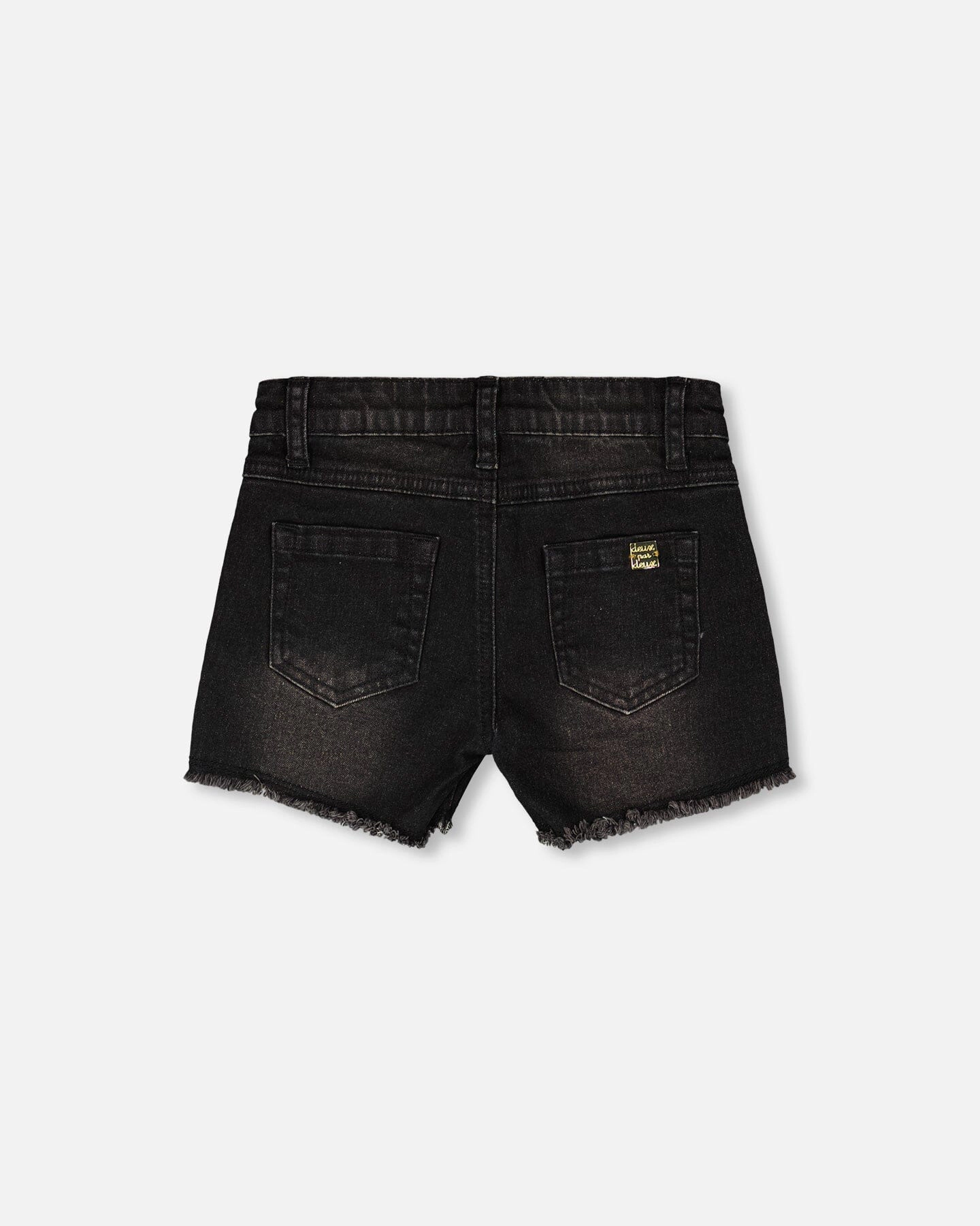 Deux par Girls Denim Zip Front Embroidered Shorts