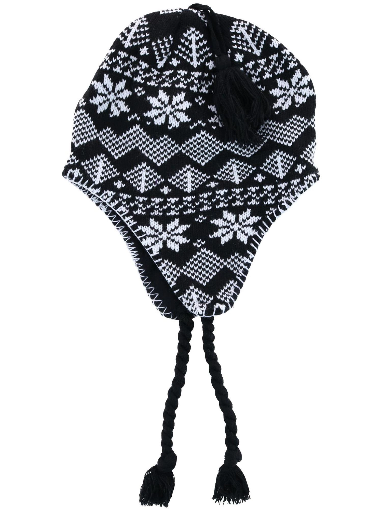 CTM Women's Heavy Knit Winter Pattern Peruvian Hat