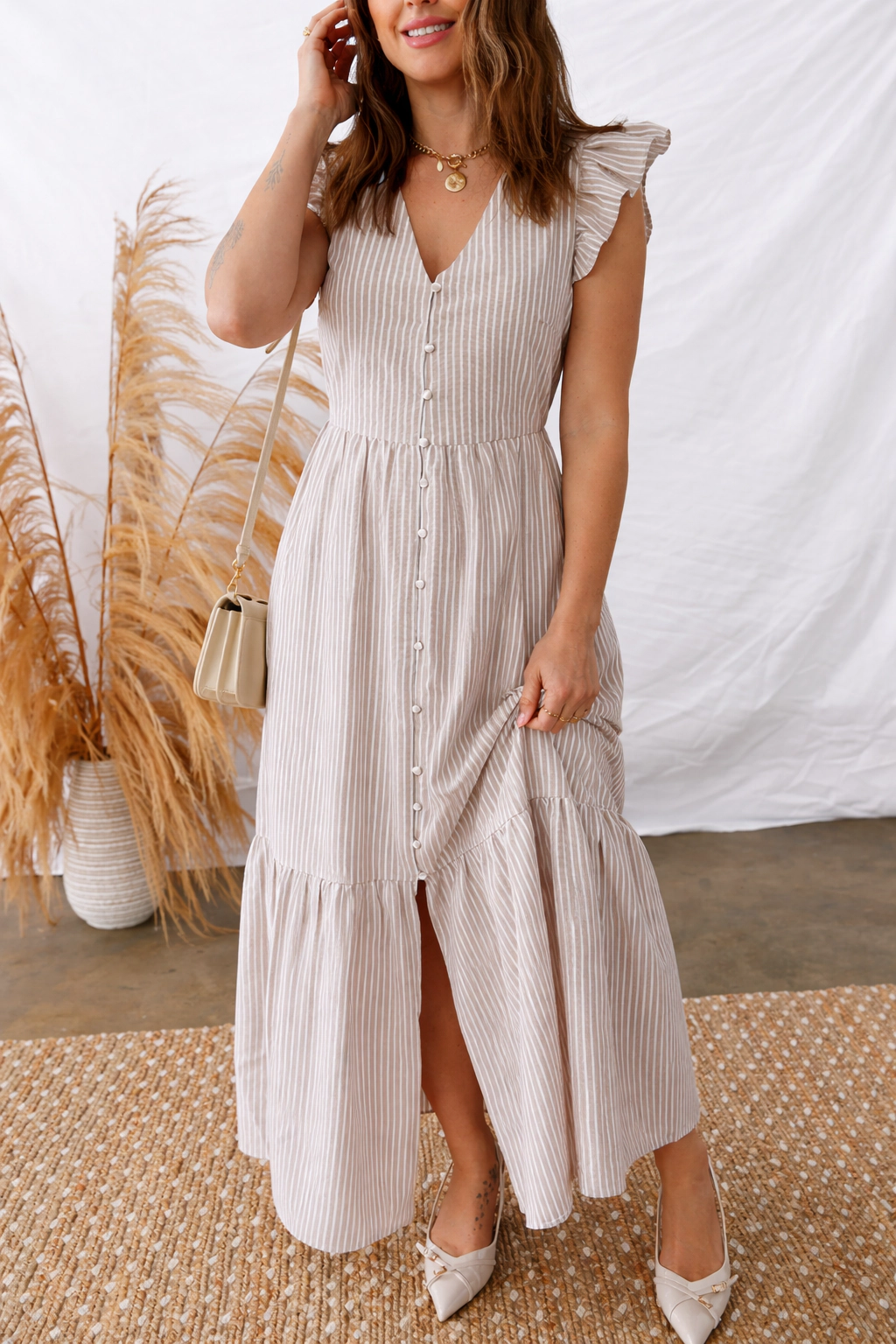 Threaded Pear Women's Kira Front Slit Maxi Dress