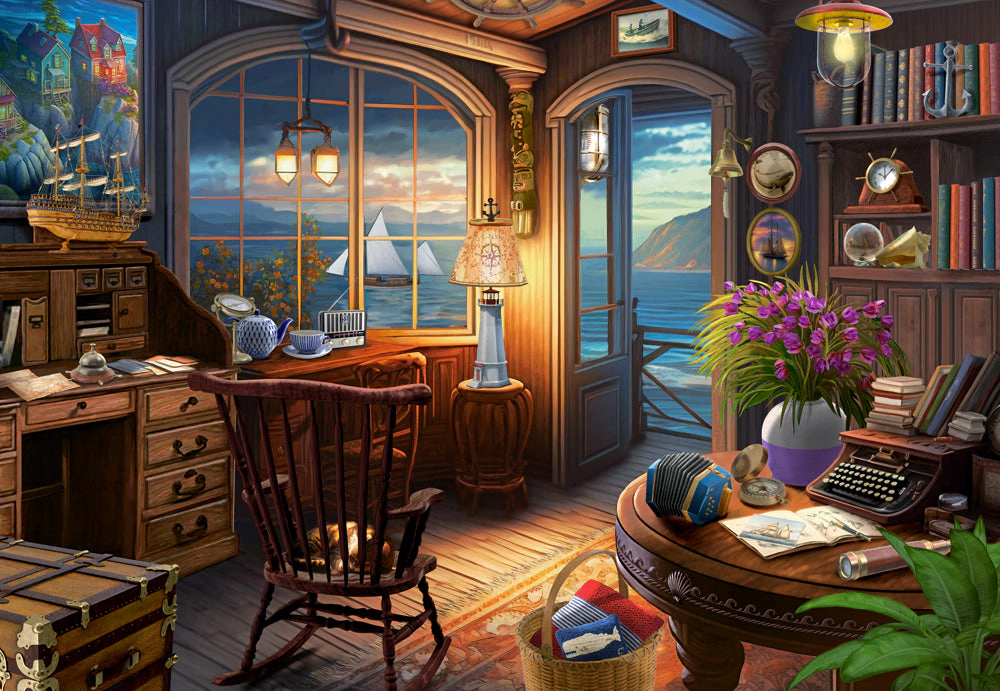 CASTORLAND 1000 Piece Jigsaw Puzzles, Sailor's House, Romantic puzzles, Ocean view,  Adult Puzzle, Castorland C-105090-2