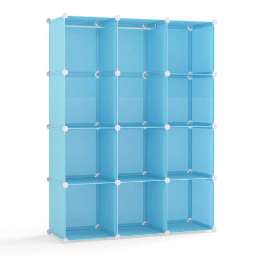 Hivvago Modular Baby Wardrobe with 10 Cubes & Hanging Rod and Shelves Stackable