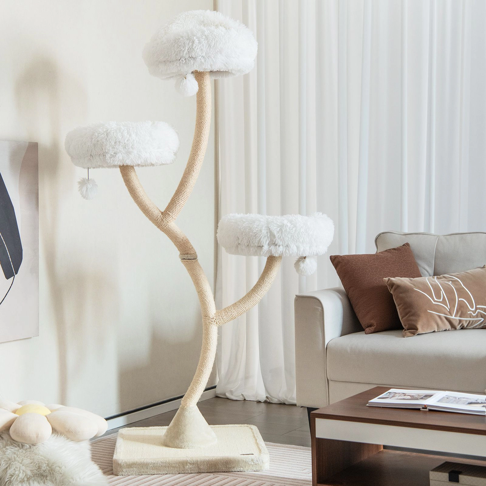 SlickBlue 70" Tall Cat Tower with 3 Perches & Sisal Scratching Posts