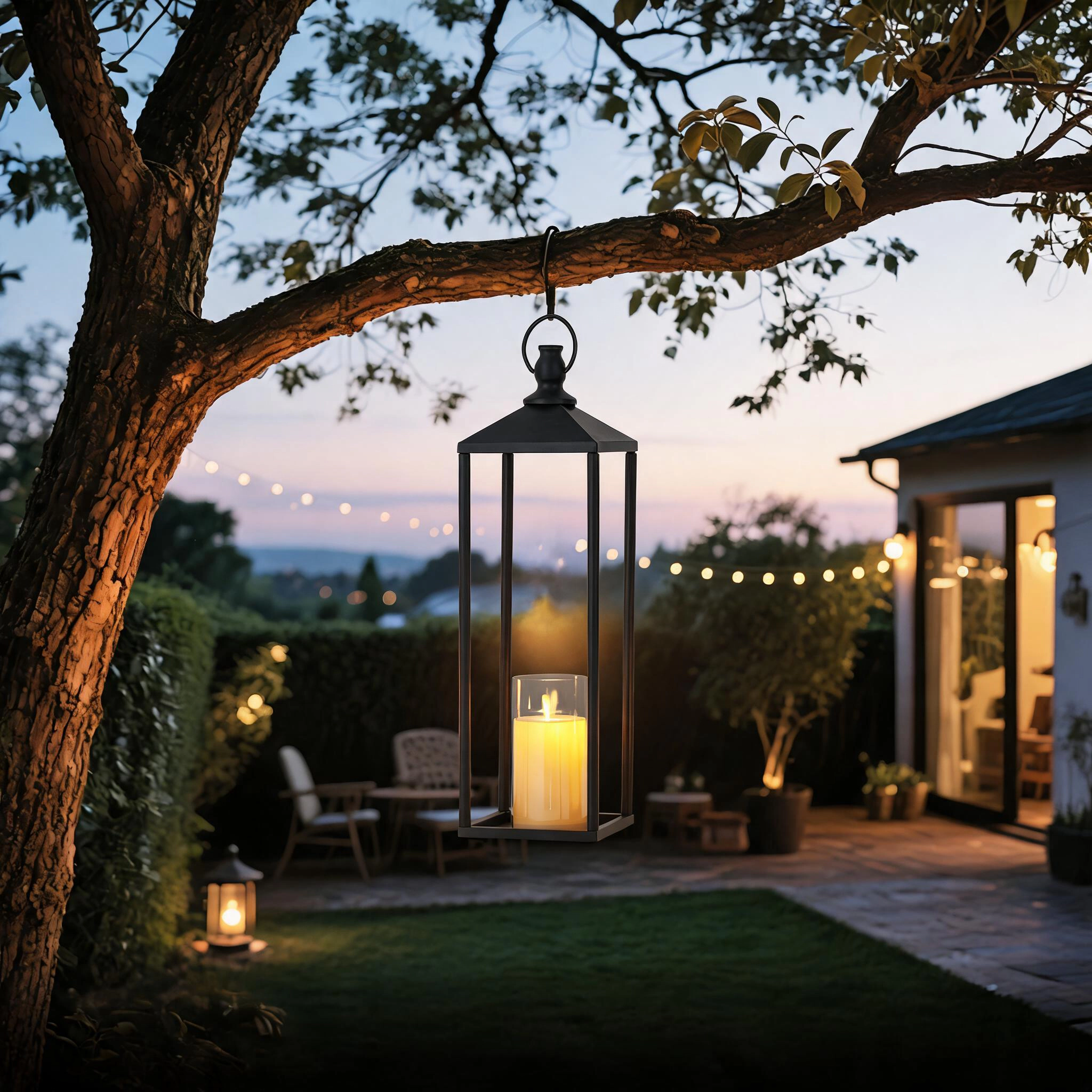 SKYROKU 17" 19" 22" Large Outdoor Candle Lanterns, Set Of 3 Decorative Lanterns, Black Lanterns For Candles