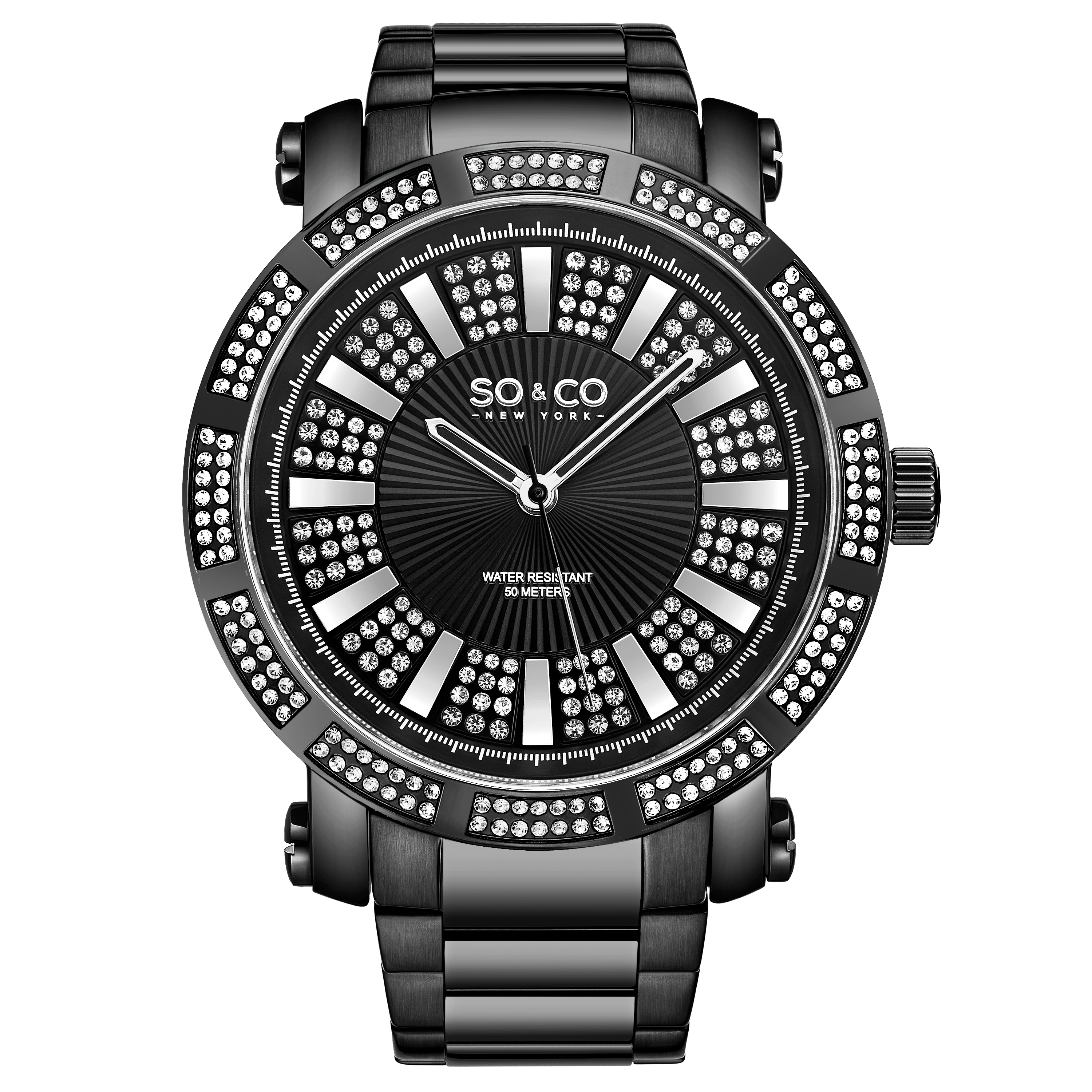 SO&CO Madison 5563 50mm Crystal Watch with Stainless Steel Strap