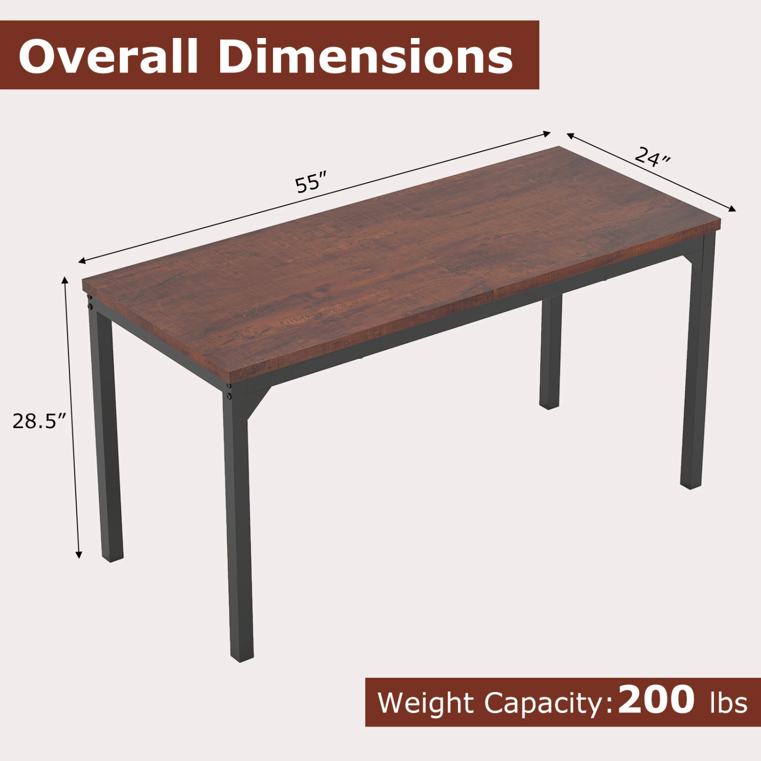 LJG 55 Inch Conference Table with Heavy-Duty Metal Frame