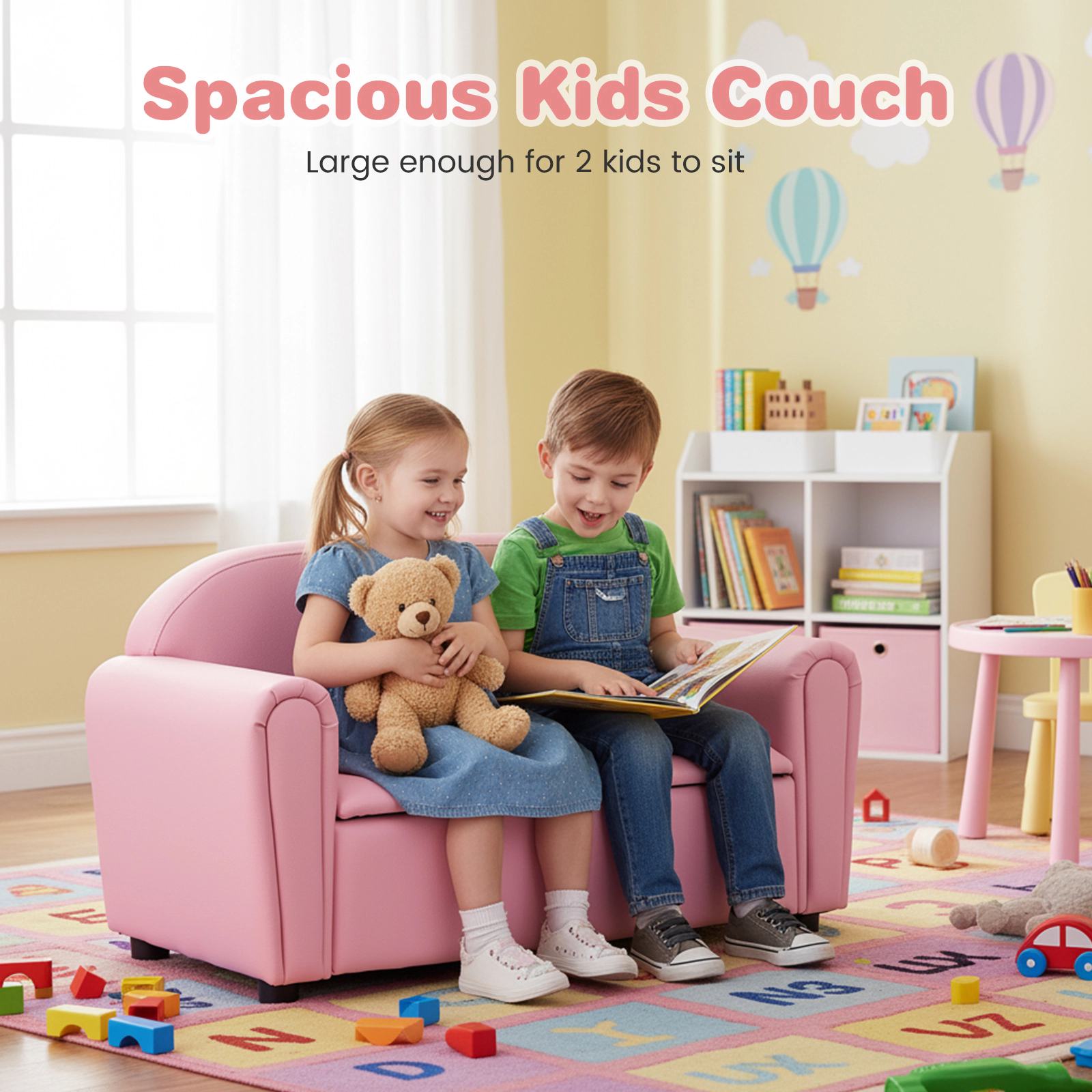 SUGIFT Hidden Storage Under the Seat Kids Sofa Armrest Chair