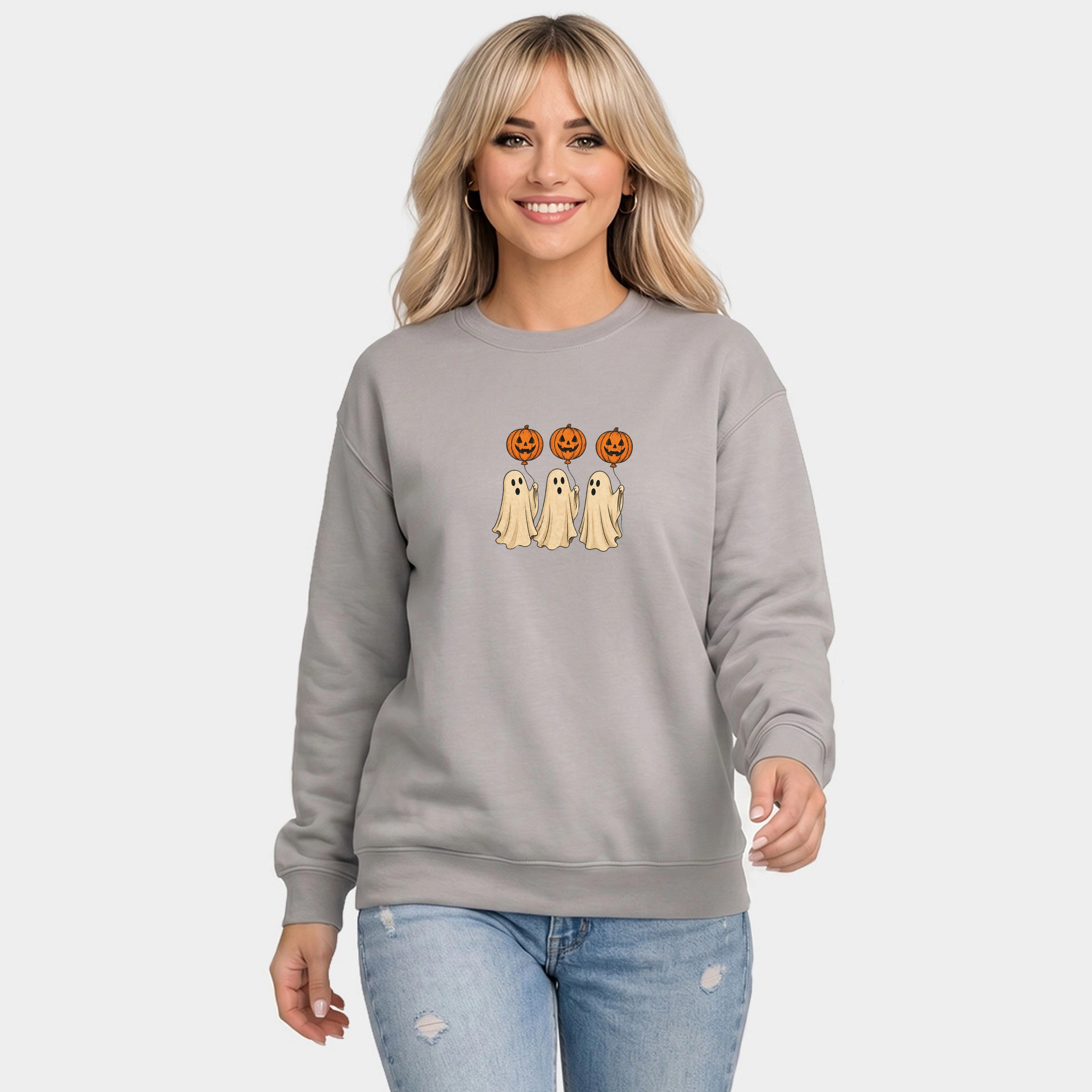 Simply Sage Market - Women's Graphic Sweatshirt Ghosts With Pumpkins