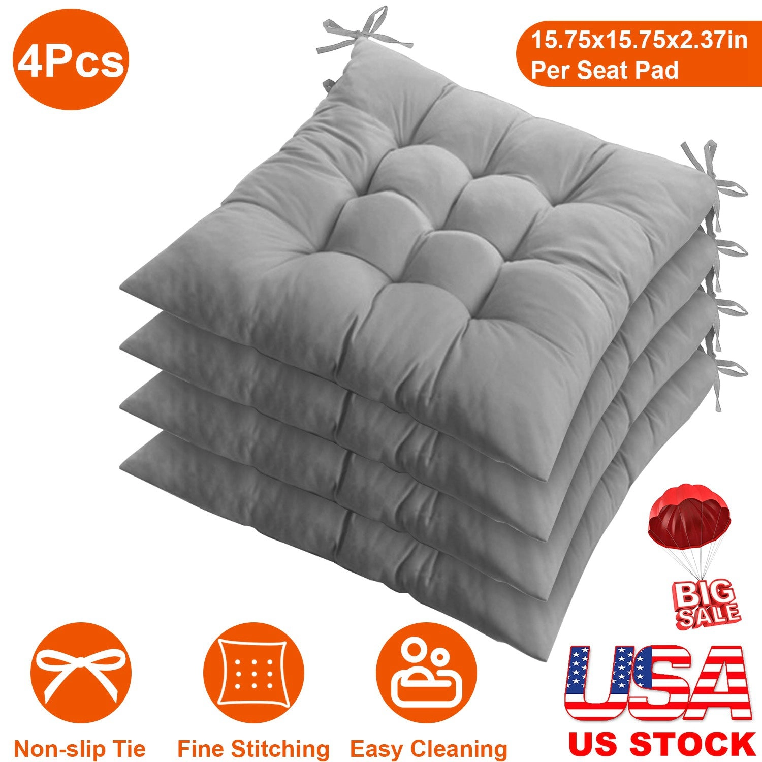 GBruno Soft Tie-On Square Chair Cushion Pads