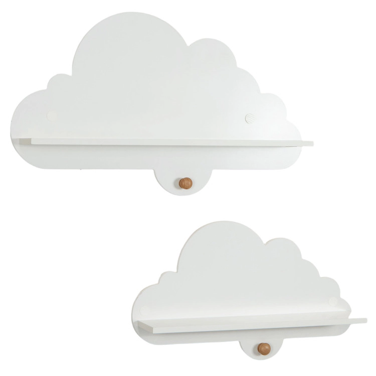 Hivvago 2 Pieces Floating Cloud Shelves Wall Mounted Storage Display Rack