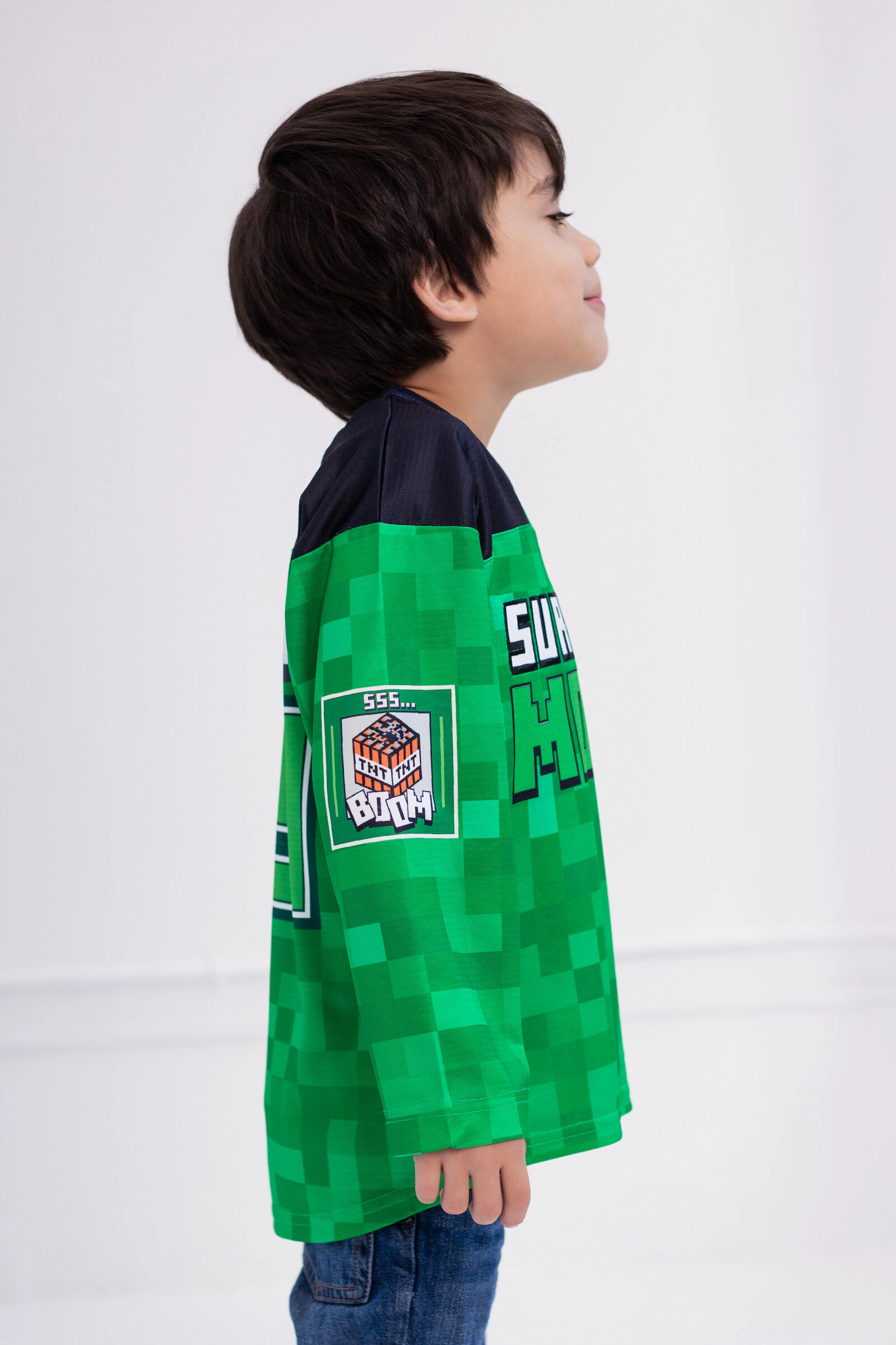 Minecraft Creeper Boys' Athletic Long Sleeve Tee