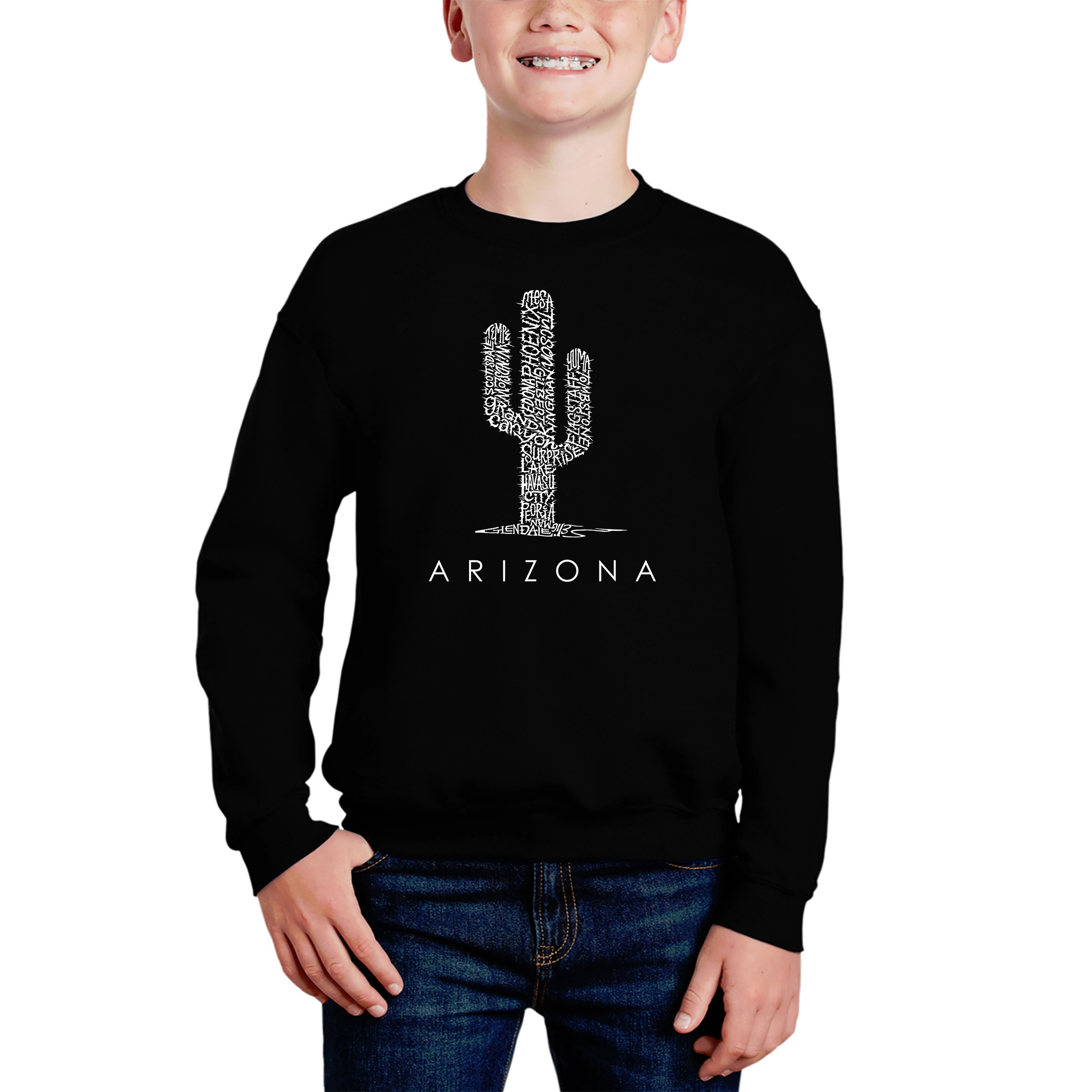 LA Pop Art Boy's Word Sweatshirt - Arizona Cities