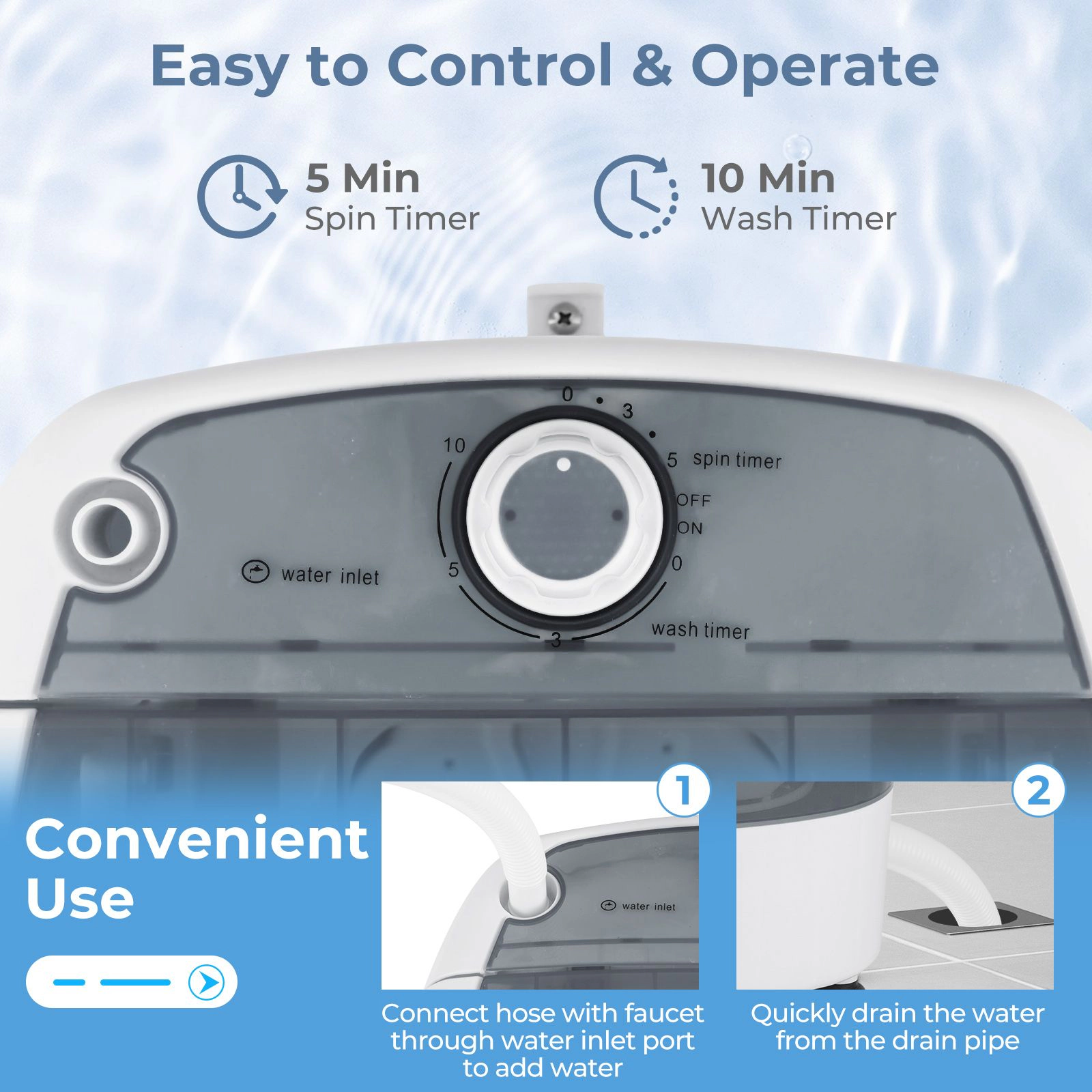 SlickBlue Portable Washing Machine with Spin Basket, 5.5 lbs