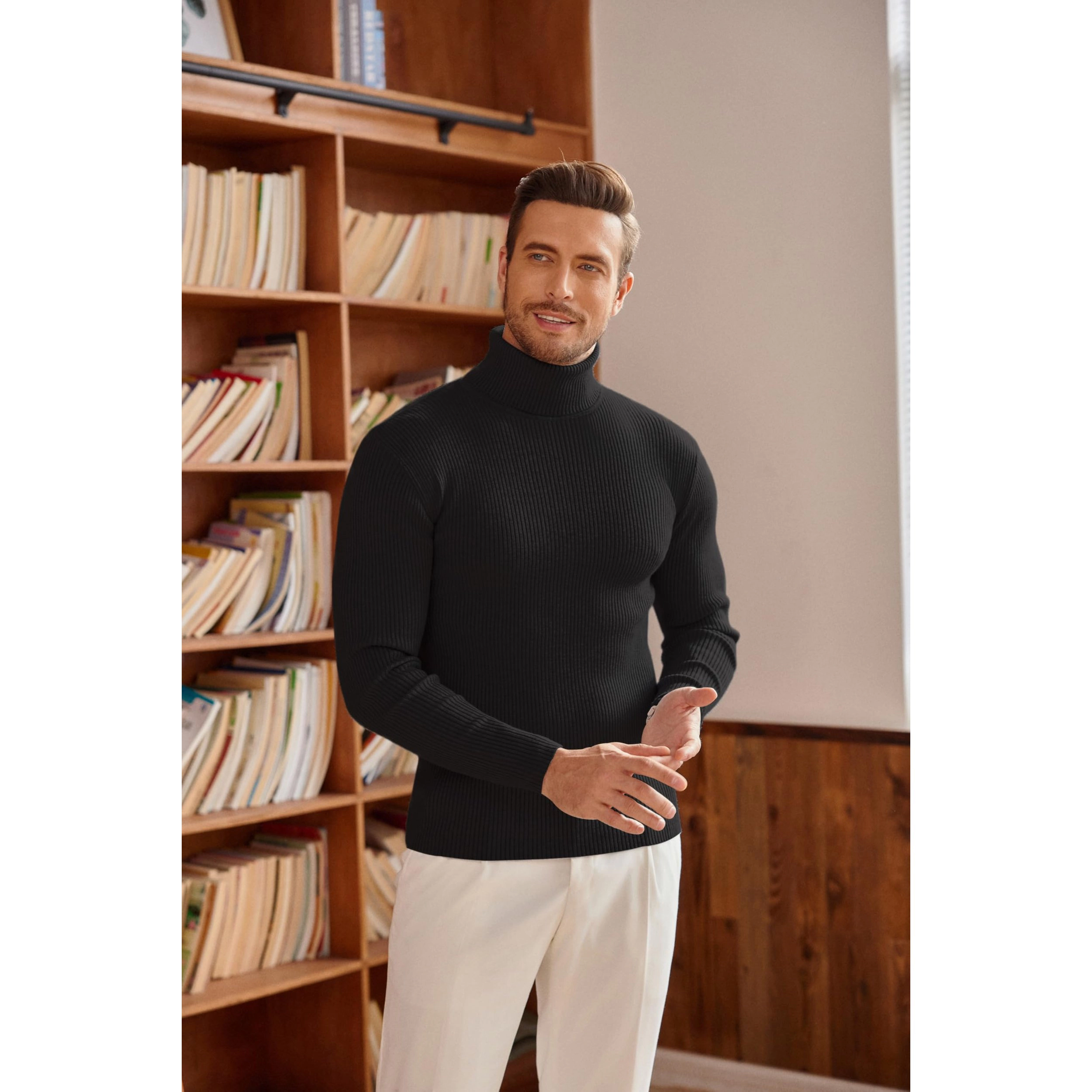 COOFANDY Men's Slim Fit Long Sleeve Turtleneck Sweater