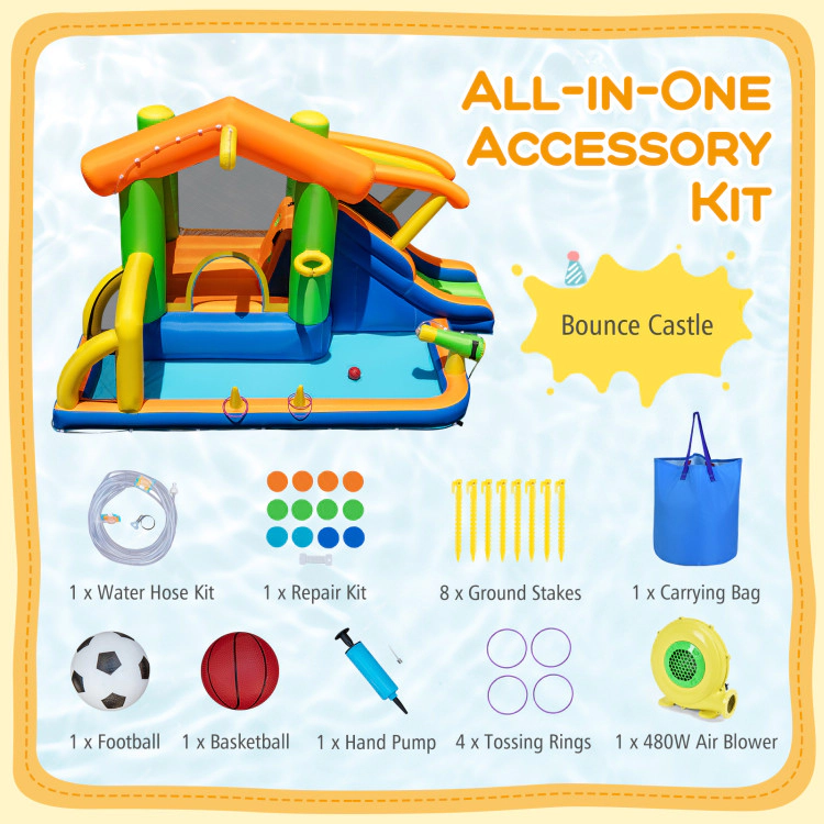 Hivvago Inflatable Bounce House Water Park with Slide and 480W Blower