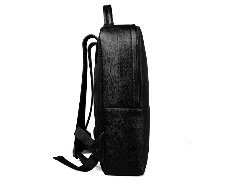 Steel Horse Leather Unisex Skald Black Pebbled Leather Backpack | Slim Black Leather Backpack