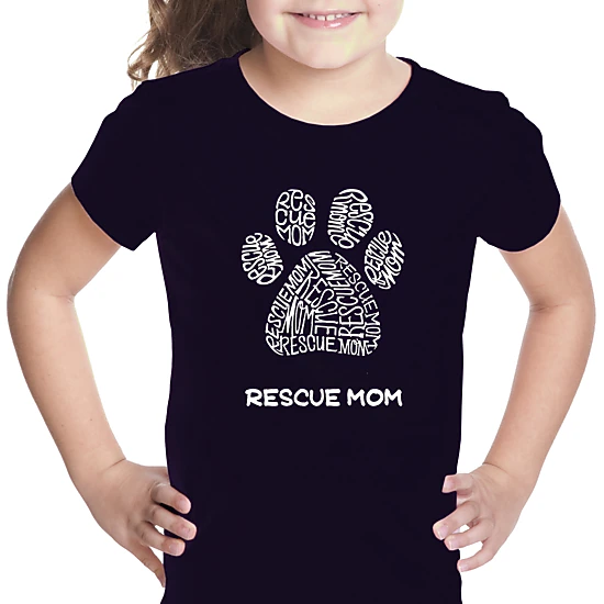 LA Pop Art Girls Word Art T-Shirt - Rescue Mom